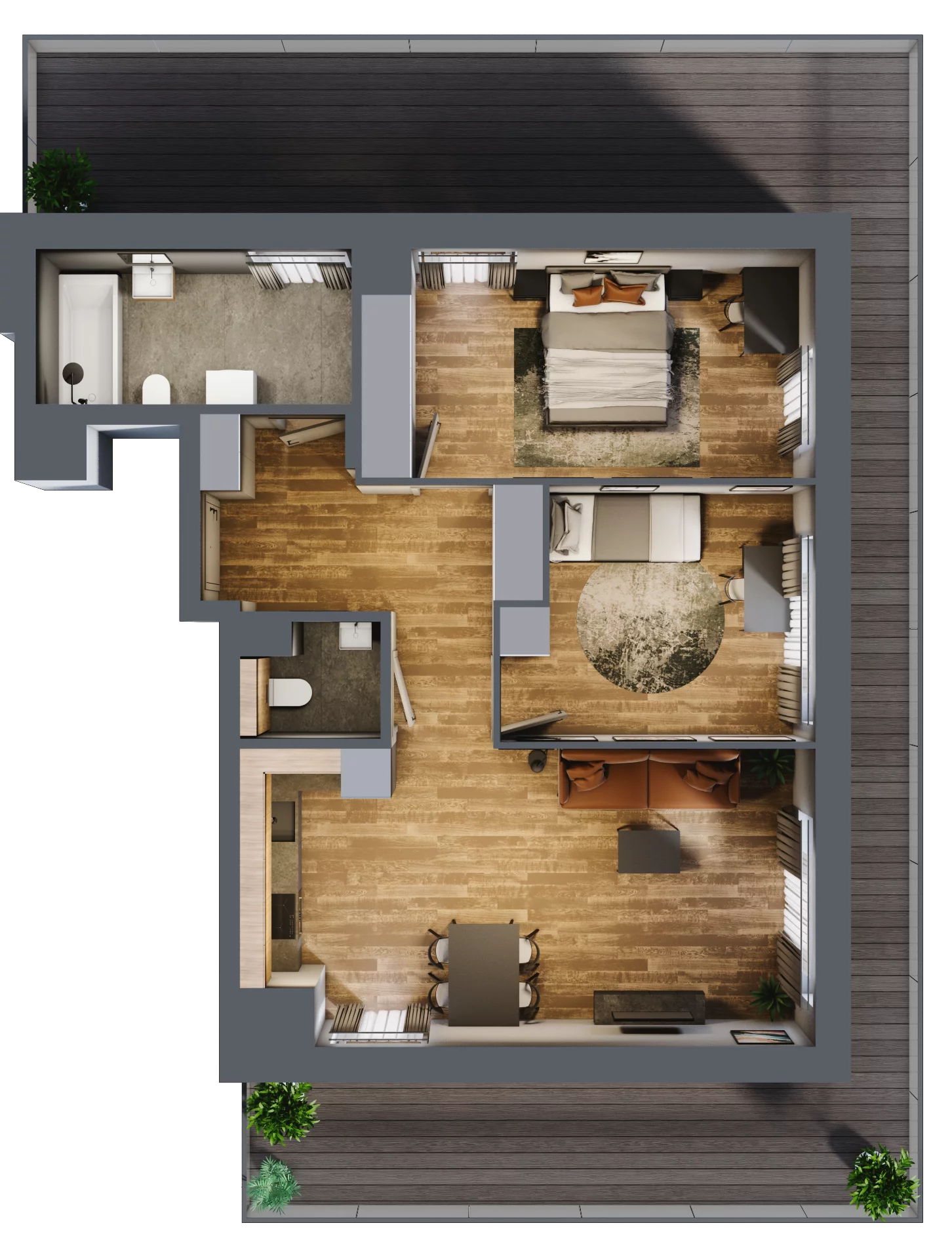 3 pokoje, mieszkanie 68,10 m², piętro 3, oferta nr B.1.21, Osiedle Kwintet, Warszawa, Białołęka, Grodzisk, ul. Podwójna 2, 4, 6, 8, 10