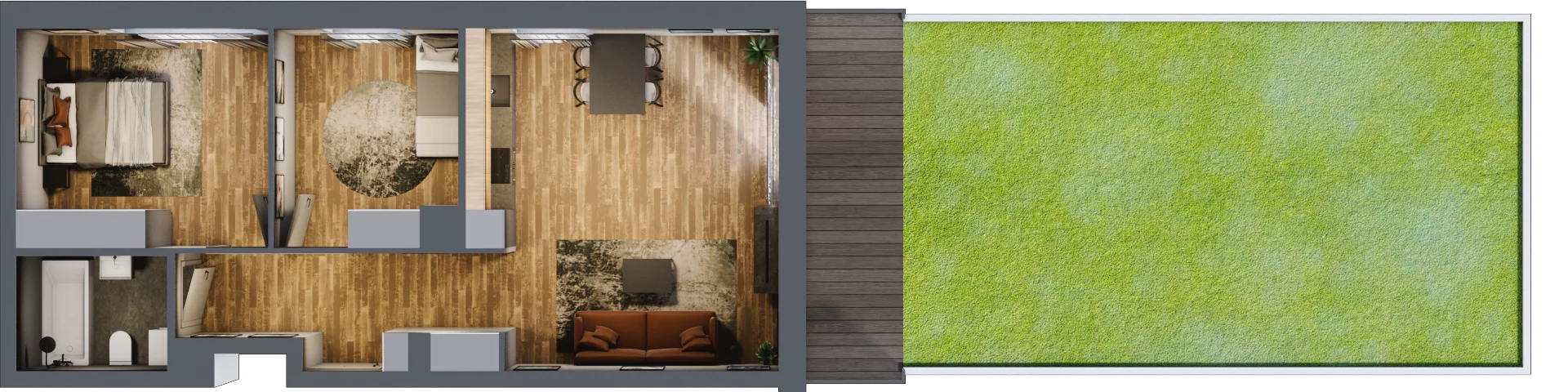3 pokoje, mieszkanie 59,33 m², parter, oferta nr B.2.5, Osiedle Kwintet, Warszawa, Białołęka, Grodzisk, ul. Podwójna 2, 4, 6, 8, 10