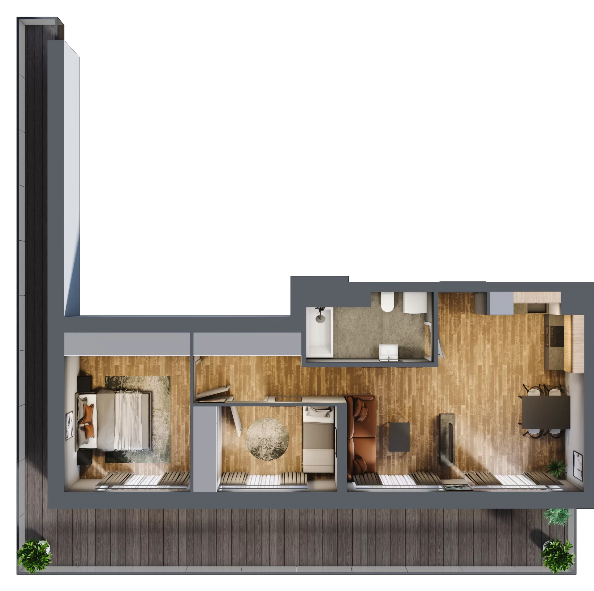 3 pokoje, mieszkanie 58,23 m², piętro 3, oferta nr B.2.18, Osiedle Kwintet, Warszawa, Białołęka, Grodzisk, ul. Podwójna 2, 4, 6, 8, 10