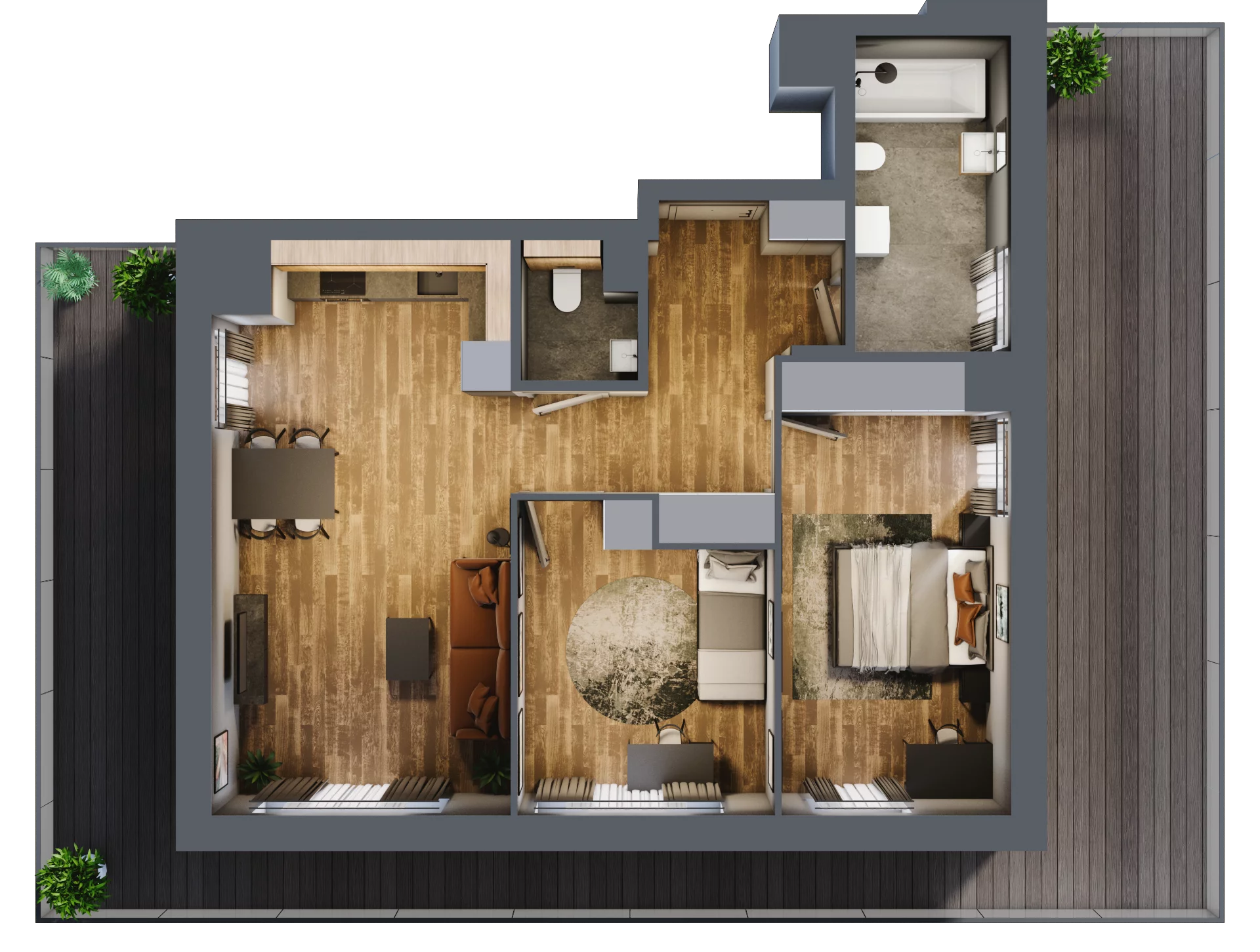3 pokoje, mieszkanie 68,10 m², piętro 3, oferta nr B.2.20, Osiedle Kwintet, Warszawa, Białołęka, Grodzisk, ul. Podwójna 2, 4, 6, 8, 10