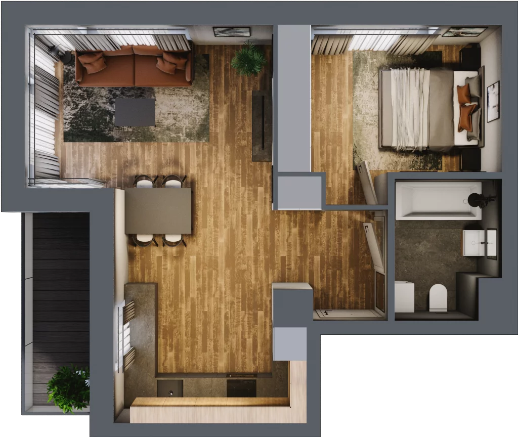 2 pokoje, mieszkanie 46,09 m², piętro 2, oferta nr B.3.13, Osiedle Kwintet, Warszawa, Białołęka, Grodzisk, ul. Podwójna 2, 4, 6, 8, 10