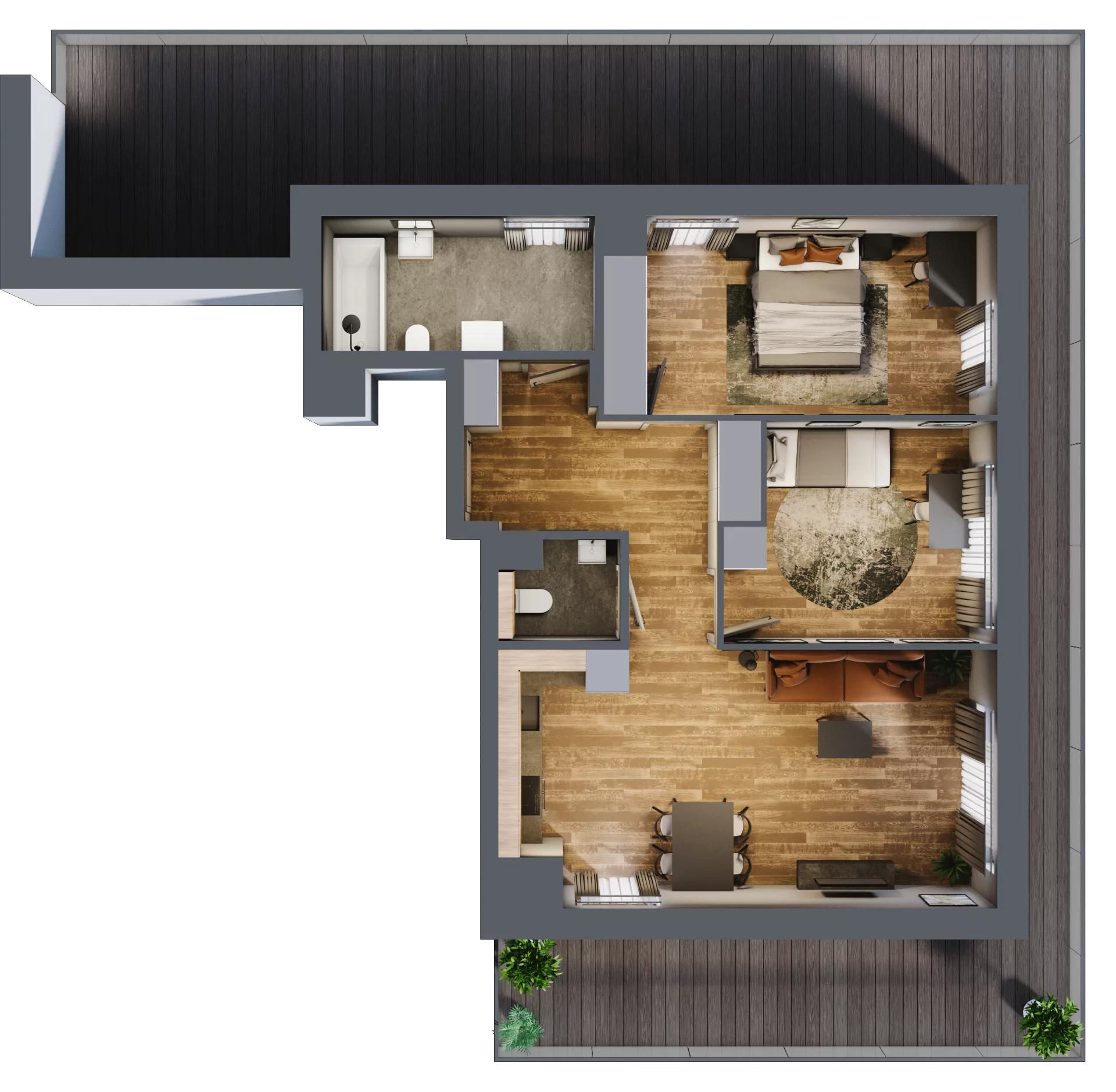 3 pokoje, mieszkanie 68,08 m², piętro 3, oferta nr B.3.21, Osiedle Kwintet, Warszawa, Białołęka, Grodzisk, ul. Podwójna 2, 4, 6, 8, 10