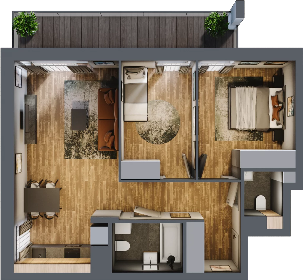 3 pokoje, mieszkanie 59,98 m², piętro 1, oferta nr B.4.8, Osiedle Kwintet, Warszawa, Białołęka, Grodzisk, ul. Podwójna 2, 4, 6, 8, 10