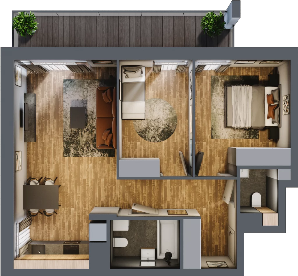 3 pokoje, mieszkanie 59,98 m², piętro 2, oferta nr B.4.14, Osiedle Kwintet, Warszawa, Białołęka, Grodzisk, ul. Podwójna 2, 4, 6, 8, 10