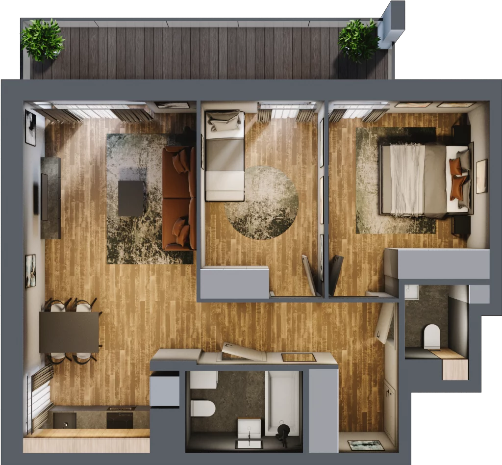 3 pokoje, mieszkanie 59,98 m², piętro 3, oferta nr B.4.20, Osiedle Kwintet, Warszawa, Białołęka, Grodzisk, ul. Podwójna 2, 4, 6, 8, 10
