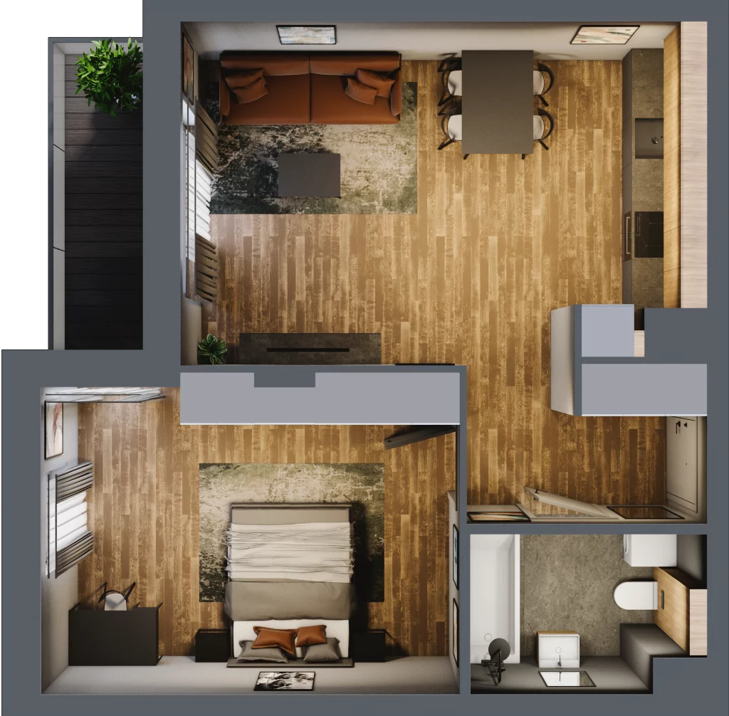 2 pokoje, mieszkanie 49,63 m², piętro 3, oferta nr B.4.22, Osiedle Kwintet, Warszawa, Białołęka, Grodzisk, ul. Podwójna 2, 4, 6, 8, 10