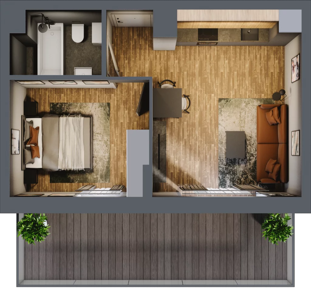 2 pokoje, mieszkanie 35,89 m², piętro 4, oferta nr B.4.26, Osiedle Kwintet, Warszawa, Białołęka, Grodzisk, ul. Podwójna 2, 4, 6, 8, 10