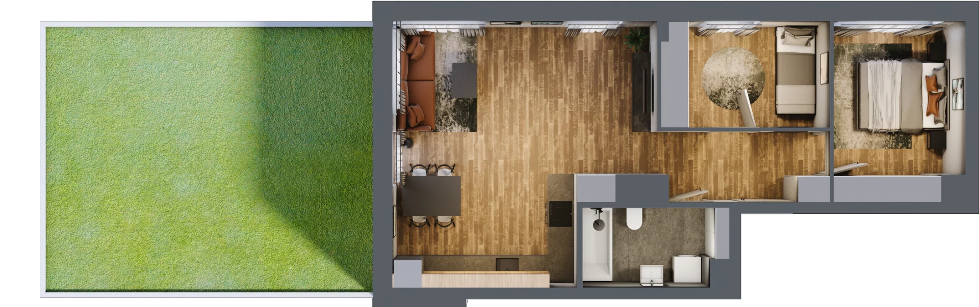 3 pokoje, mieszkanie 58,50 m², parter, oferta nr B.5.1, Osiedle Kwintet, Warszawa, Białołęka, Grodzisk, ul. Podwójna 2, 4, 6, 8, 10