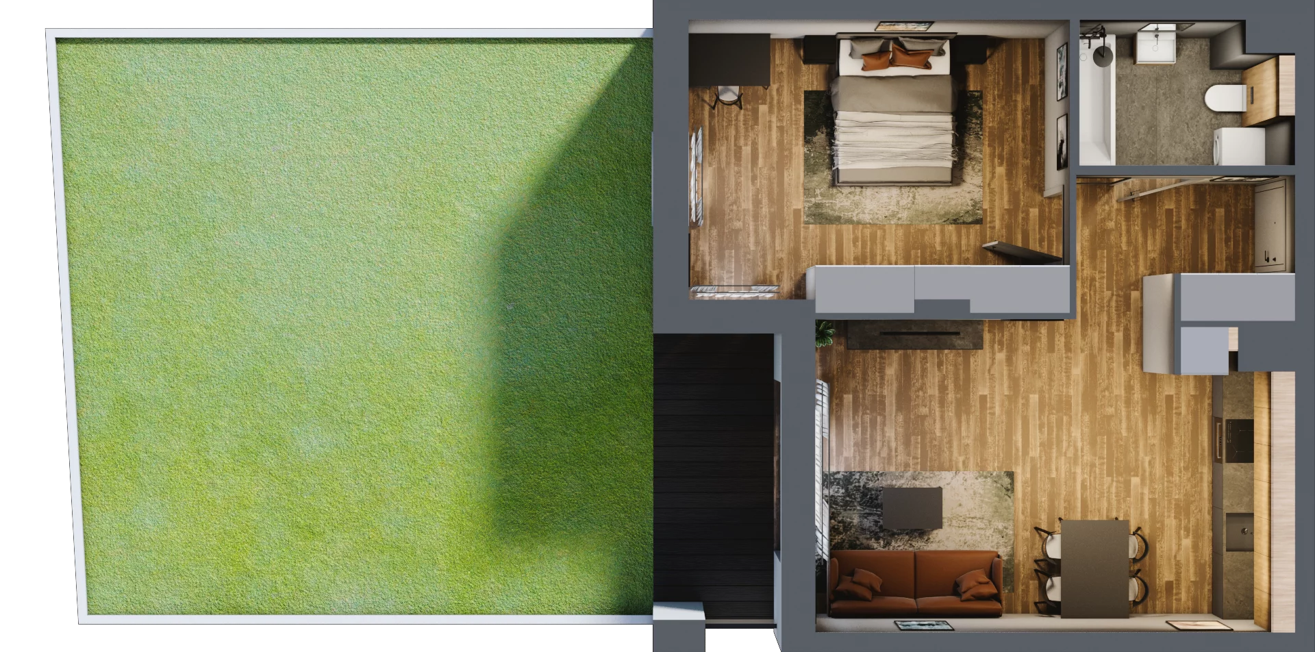 2 pokoje, mieszkanie 49,63 m², parter, oferta nr B.5.3, Osiedle Kwintet, Warszawa, Białołęka, Grodzisk, ul. Podwójna 2, 4, 6, 8, 10