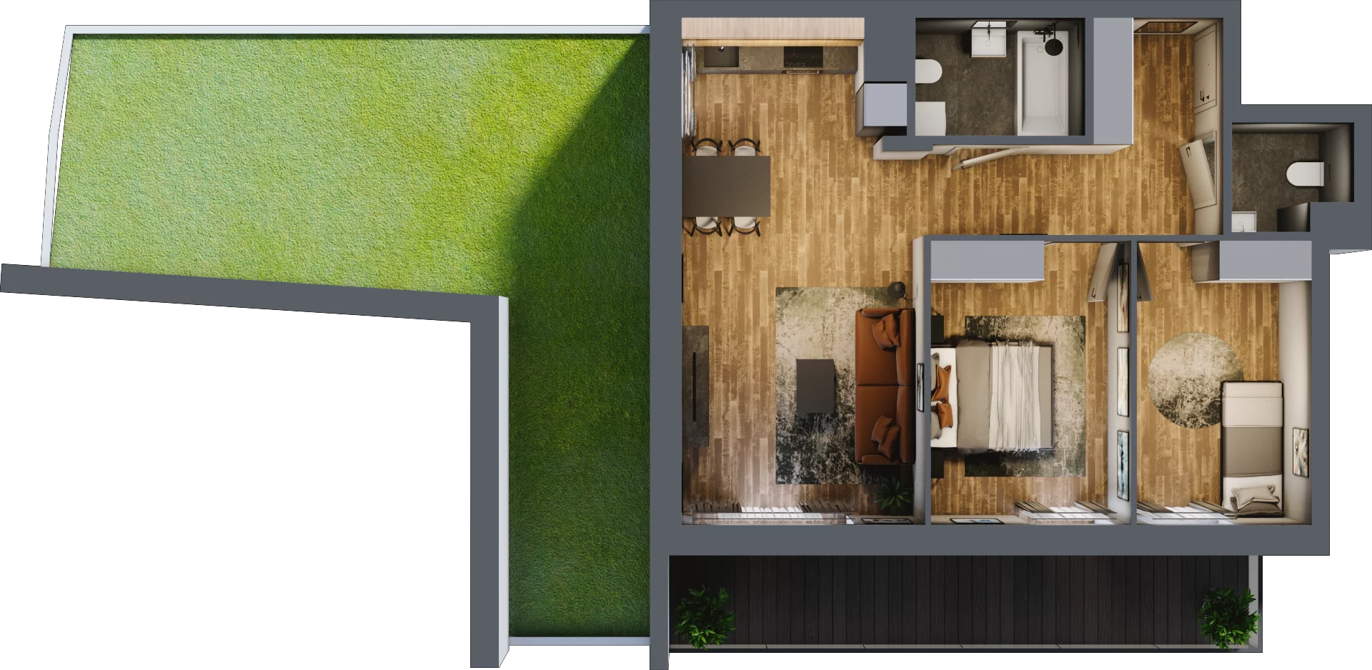 3 pokoje, mieszkanie 58,84 m², parter, oferta nr B.5.5, Osiedle Kwintet, Warszawa, Białołęka, Grodzisk, ul. Podwójna 2, 4, 6, 8, 10