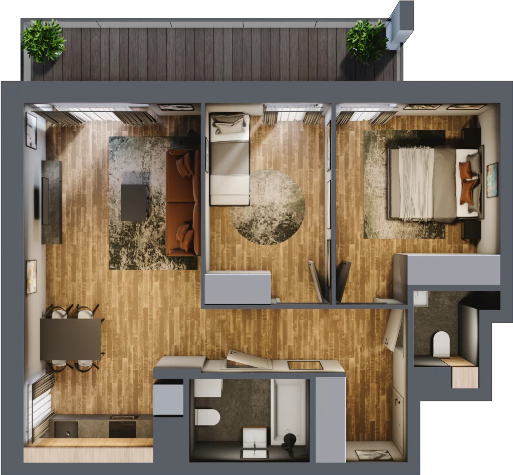 3 pokoje, mieszkanie 59,98 m², piętro 1, oferta nr B.5.8, Osiedle Kwintet, Warszawa, Białołęka, Grodzisk, ul. Podwójna 2, 4, 6, 8, 10