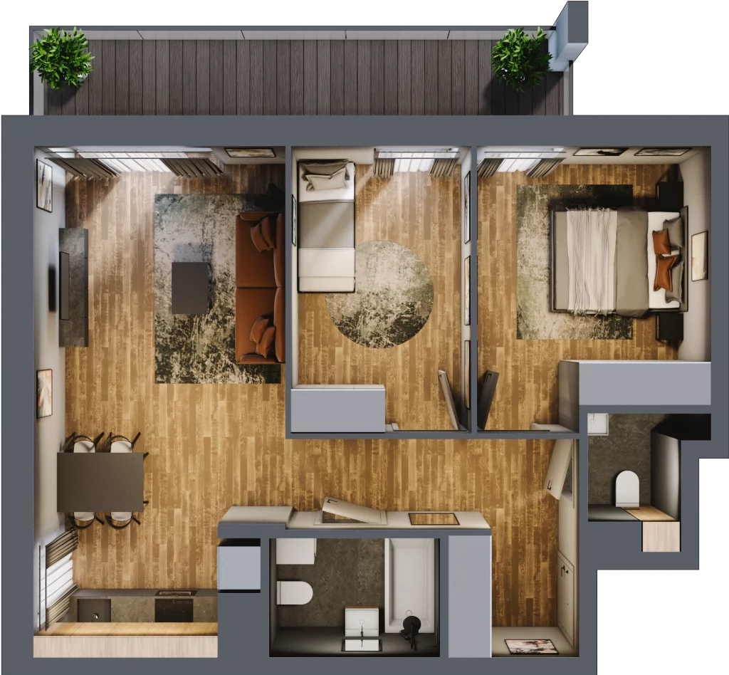 3 pokoje, mieszkanie 59,98 m², piętro 2, oferta nr B.5.14, Osiedle Kwintet, Warszawa, Białołęka, Grodzisk, ul. Podwójna 2, 4, 6, 8, 10