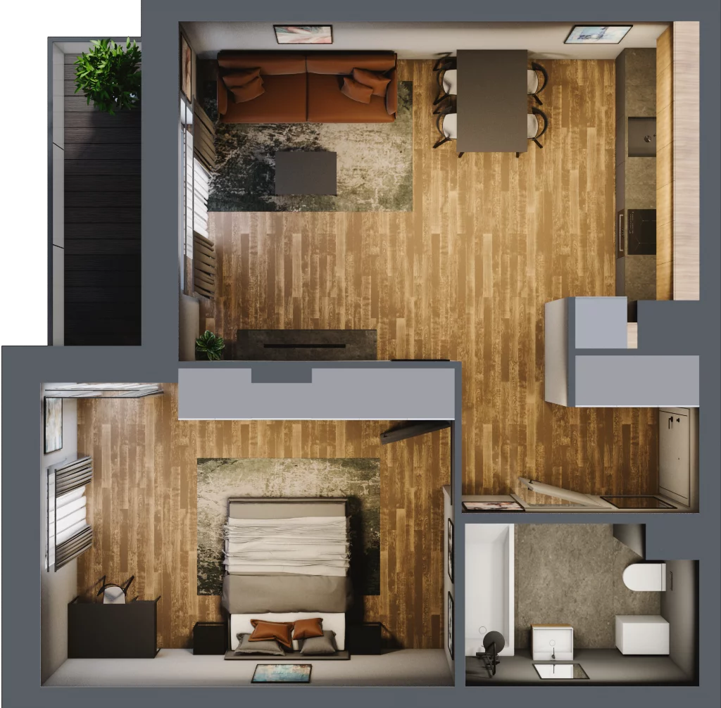 2 pokoje, mieszkanie 49,62 m², piętro 2, oferta nr B.5.16, Osiedle Kwintet, Warszawa, Białołęka, Grodzisk, ul. Podwójna 2, 4, 6, 8, 10