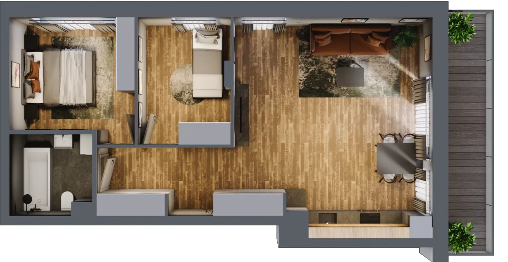 3 pokoje, mieszkanie 59,98 m², piętro 2, oferta nr B.5.18, Osiedle Kwintet, Warszawa, Białołęka, Grodzisk, ul. Podwójna 2, 4, 6, 8, 10