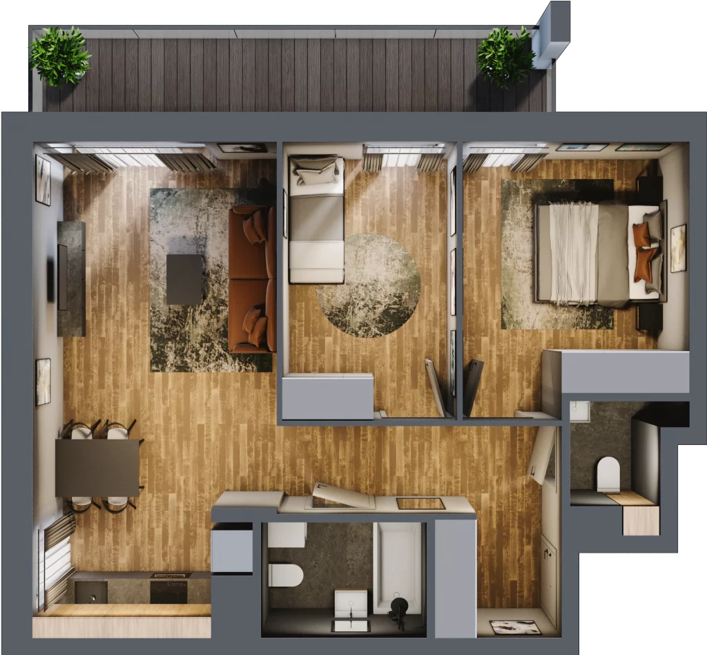3 pokoje, mieszkanie 59,98 m², piętro 3, oferta nr B.5.20, Osiedle Kwintet, Warszawa, Białołęka, Grodzisk, ul. Podwójna 2, 4, 6, 8, 10