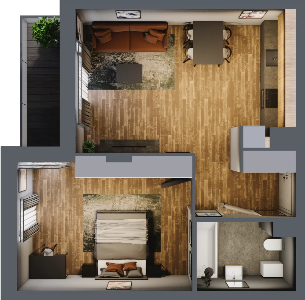 2 pokoje, mieszkanie 49,62 m², piętro 3, oferta nr B.5.22, Osiedle Kwintet, Warszawa, Białołęka, Grodzisk, ul. Podwójna 2, 4, 6, 8, 10