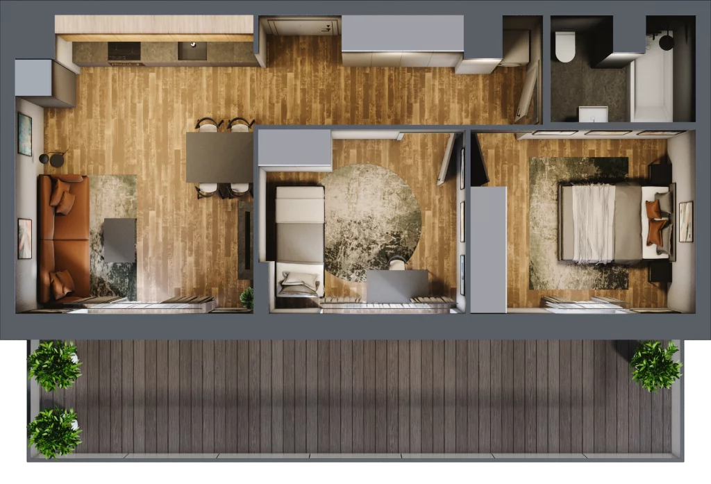 3 pokoje, mieszkanie 51,89 m², piętro 4, oferta nr B.5.26, Osiedle Kwintet, Warszawa, Białołęka, Grodzisk, ul. Podwójna 2, 4, 6, 8, 10