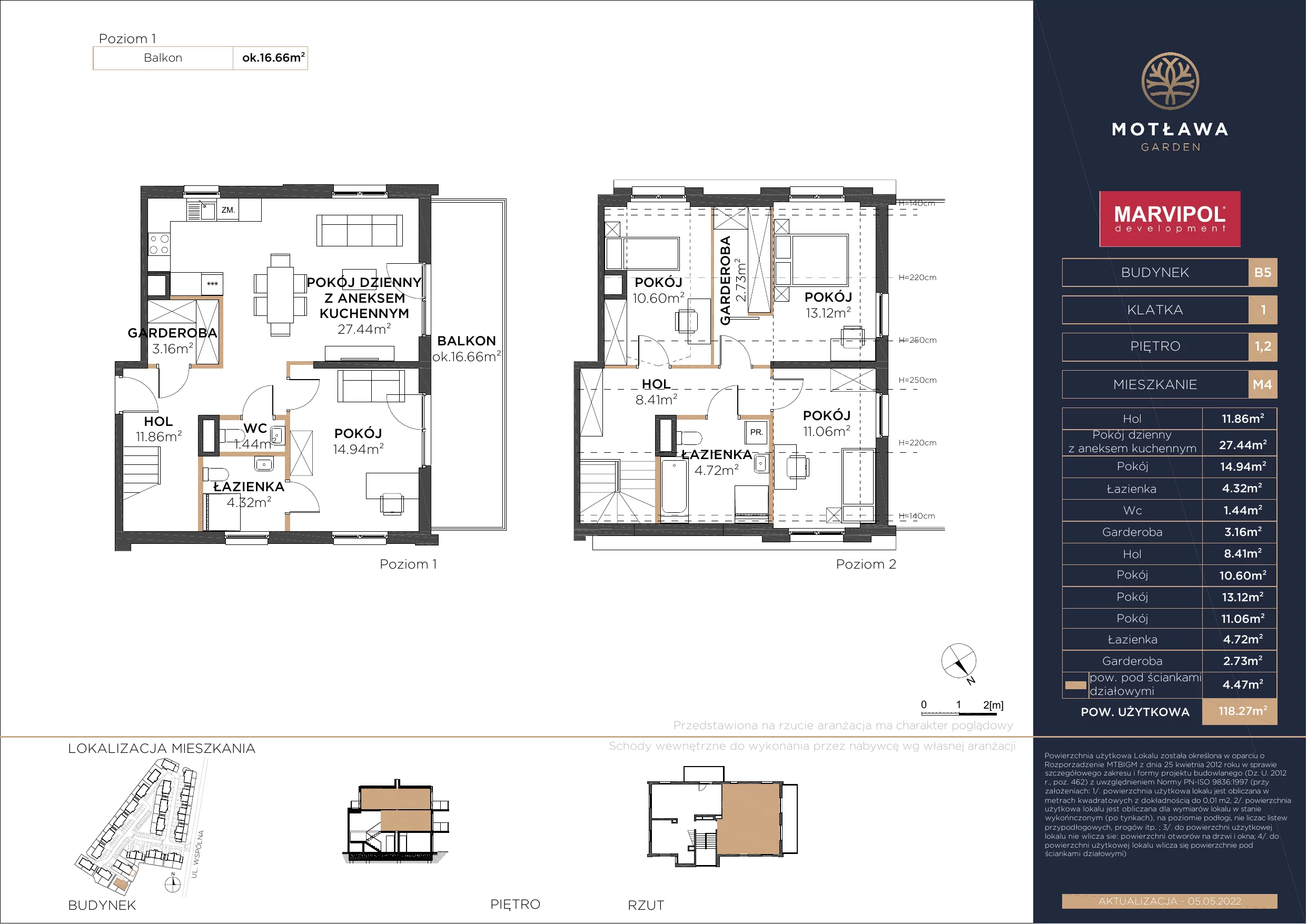 5 pokoi, mieszkanie 119,32 m², piętro 1, oferta nr B5-M4, Motława Garden, Gdańsk, Olszynka, ul. Wspólna 3