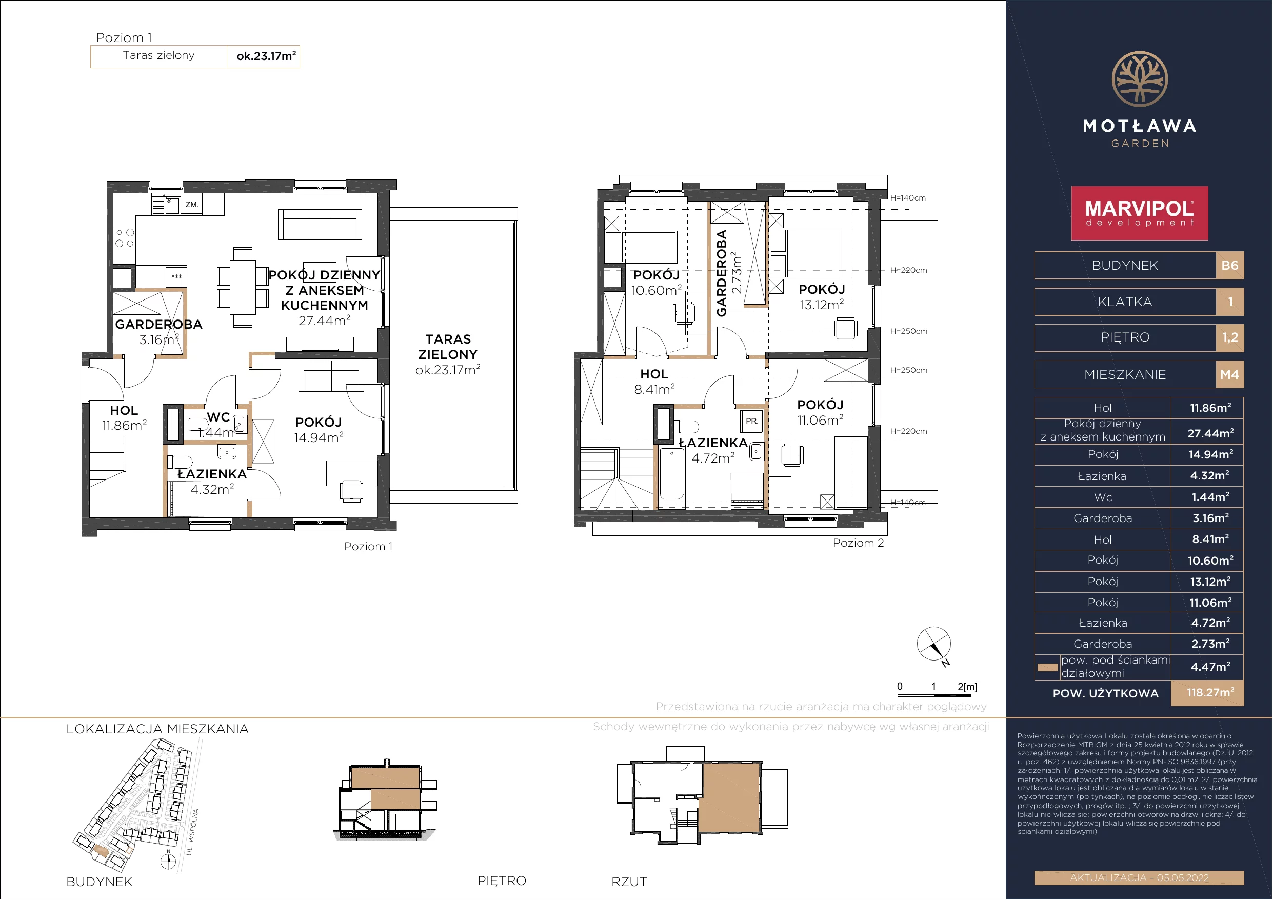 5 pokoi, mieszkanie 119,31 m², piętro 1, oferta nr B6-M4, Motława Garden, Gdańsk, Olszynka, ul. Wspólna 3