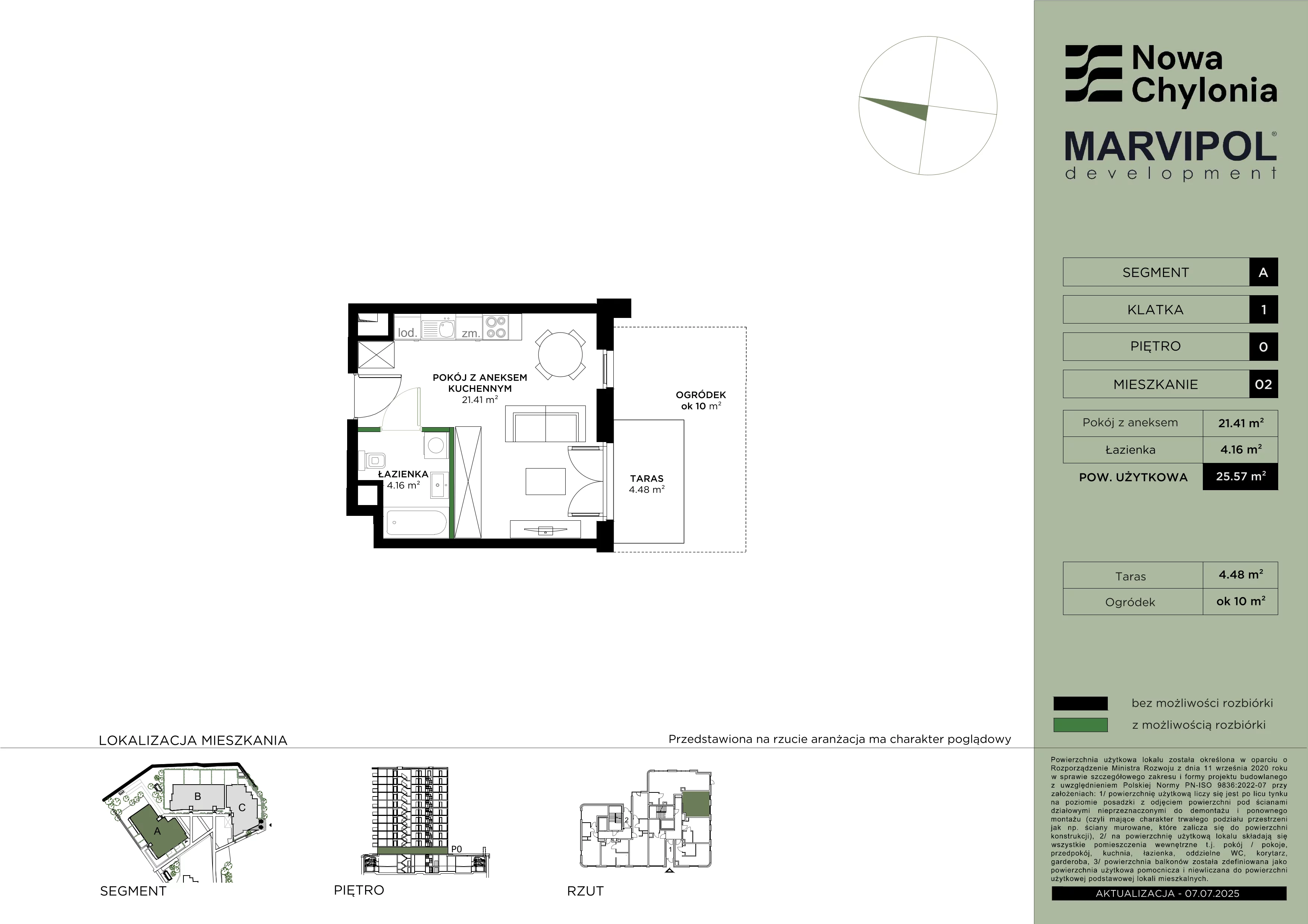1 pokój, mieszkanie 25,57 m², parter, oferta nr A/A1-0-02, Nowa Chylonia, Gdynia, Chylonia, Chylonia, ul. Pucka 4