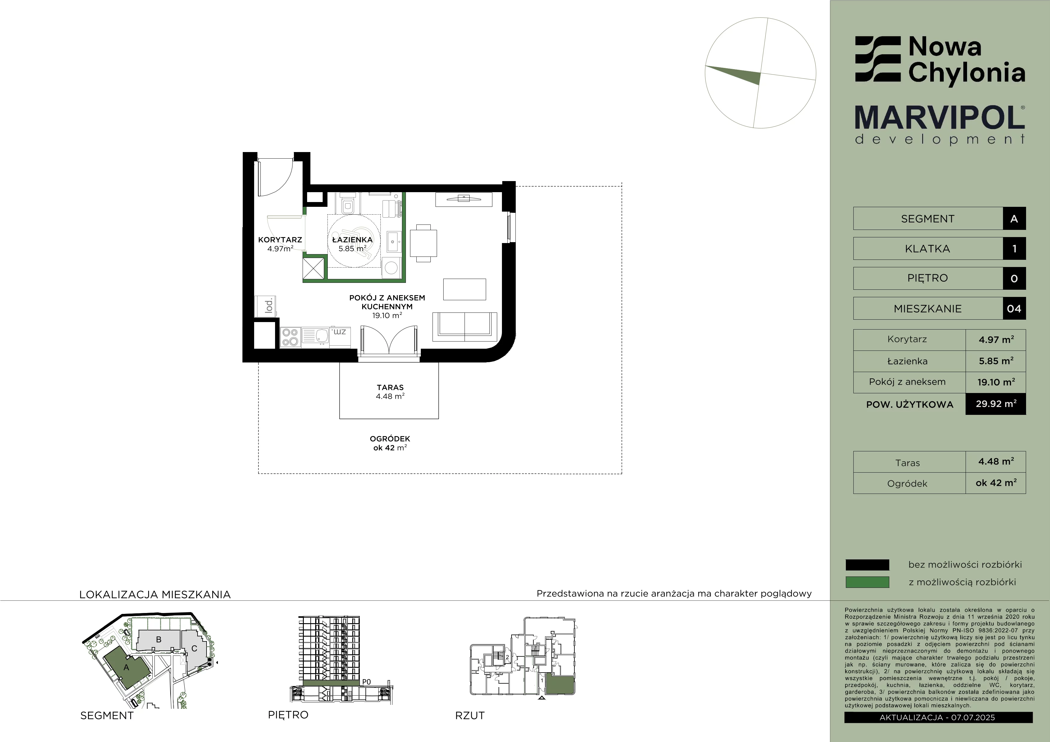 1 pokój, mieszkanie 29,92 m², parter, oferta nr A/A1-0-04, Nowa Chylonia, Gdynia, Chylonia, Chylonia, ul. Pucka 4