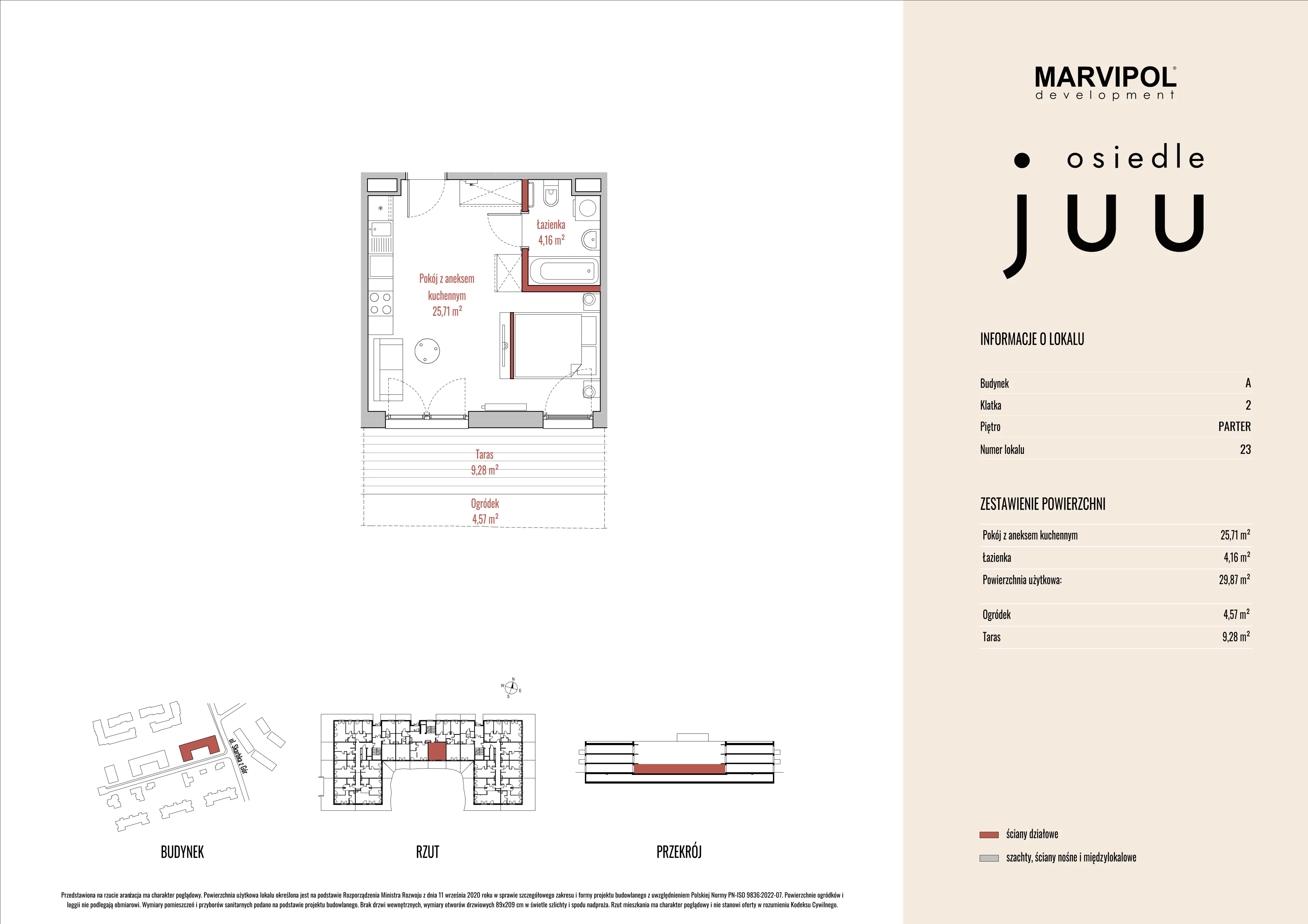 1 pokój, mieszkanie 29,92 m², parter, oferta nr A/M023, Osiedle Juu, Warszawa, Białołęka, Grodzisk, ul. Skarbka z Gór 47