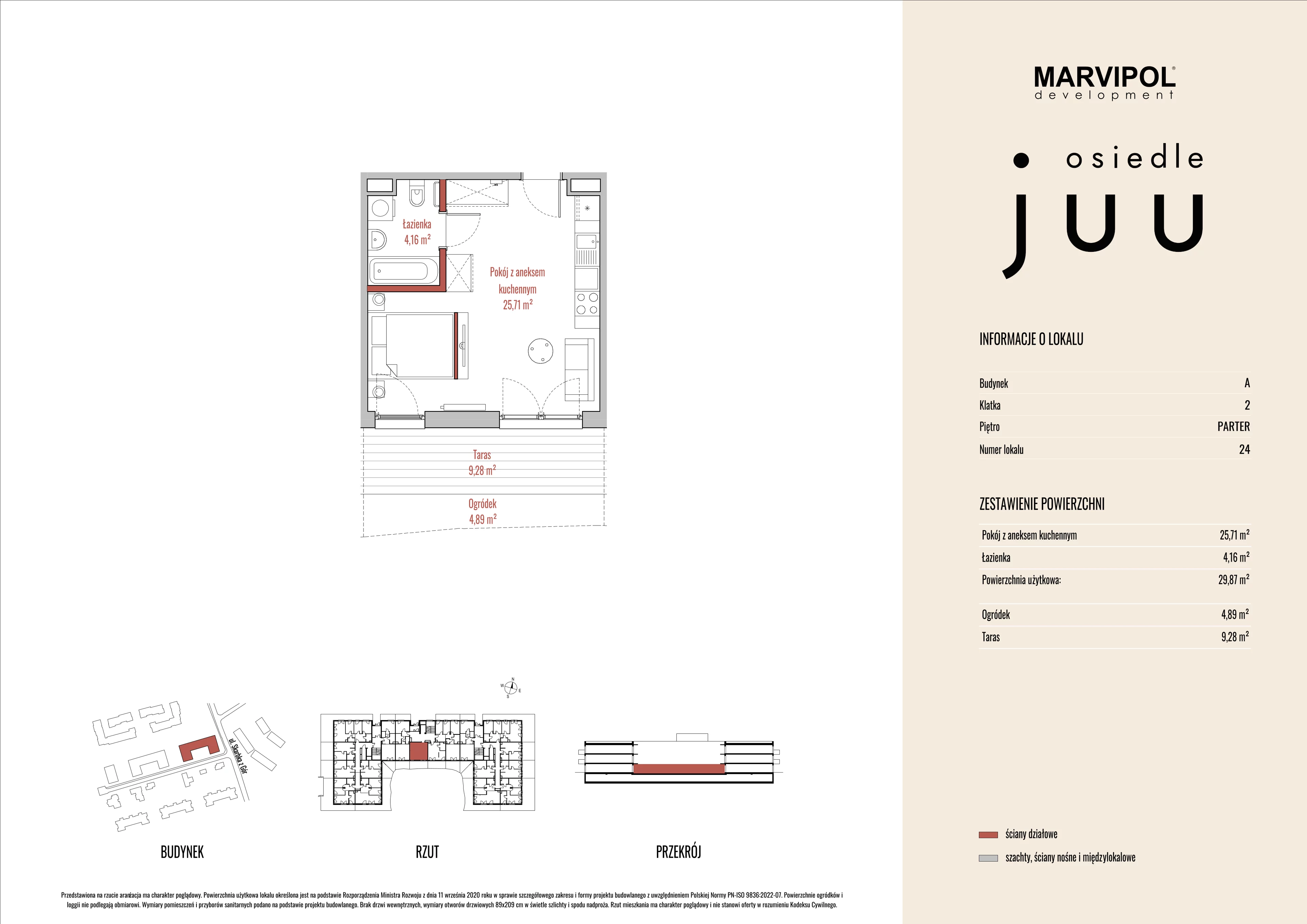 1 pokój, mieszkanie 29,92 m², parter, oferta nr A/M024, Osiedle Juu, Warszawa, Białołęka, Grodzisk, ul. Skarbka z Gór 47