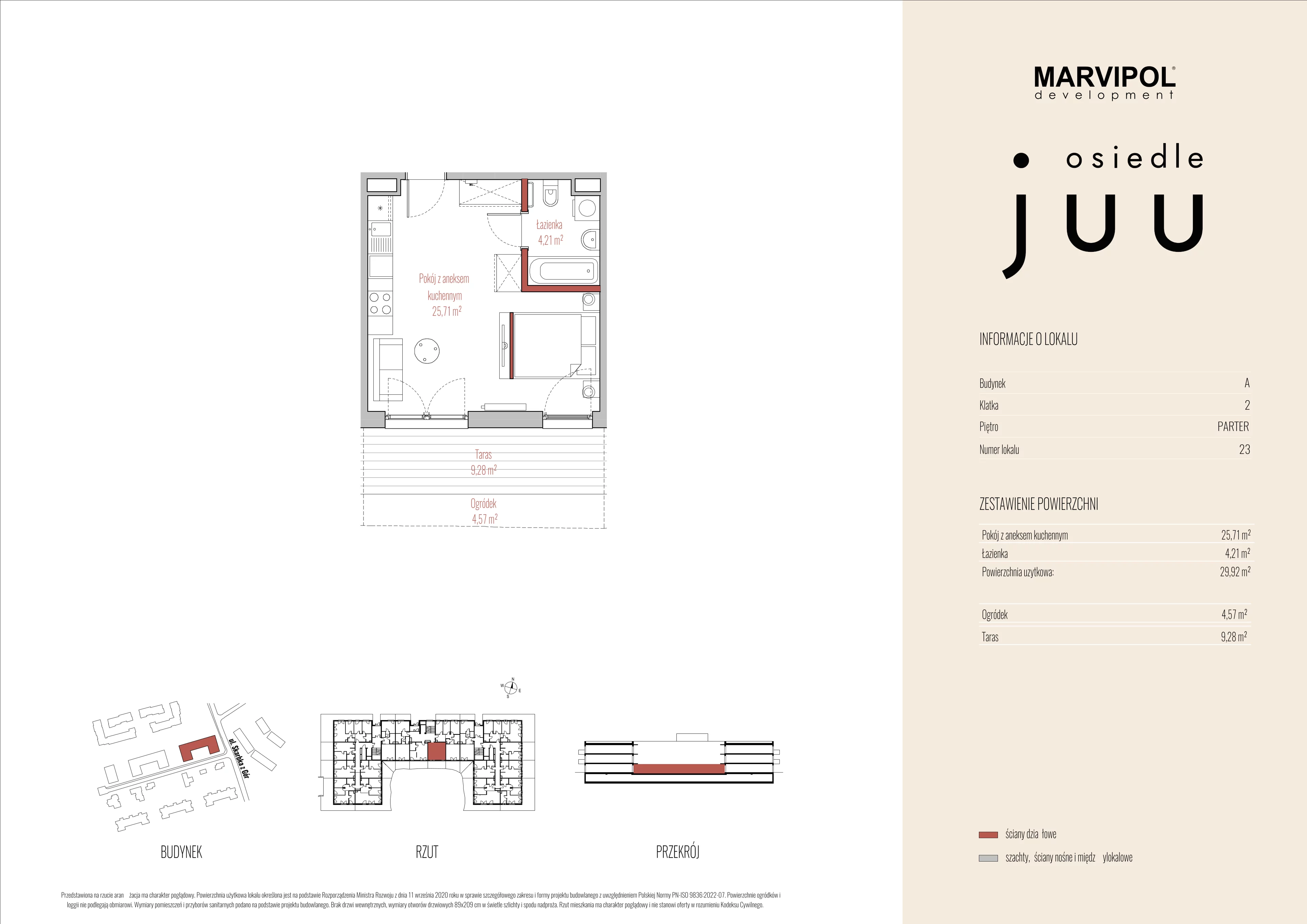 1 pokój, mieszkanie 29,92 m², parter, oferta nr A/M023, Osiedle Juu, Warszawa, Białołęka, Grodzisk, ul. Skarbka z Gór 47
