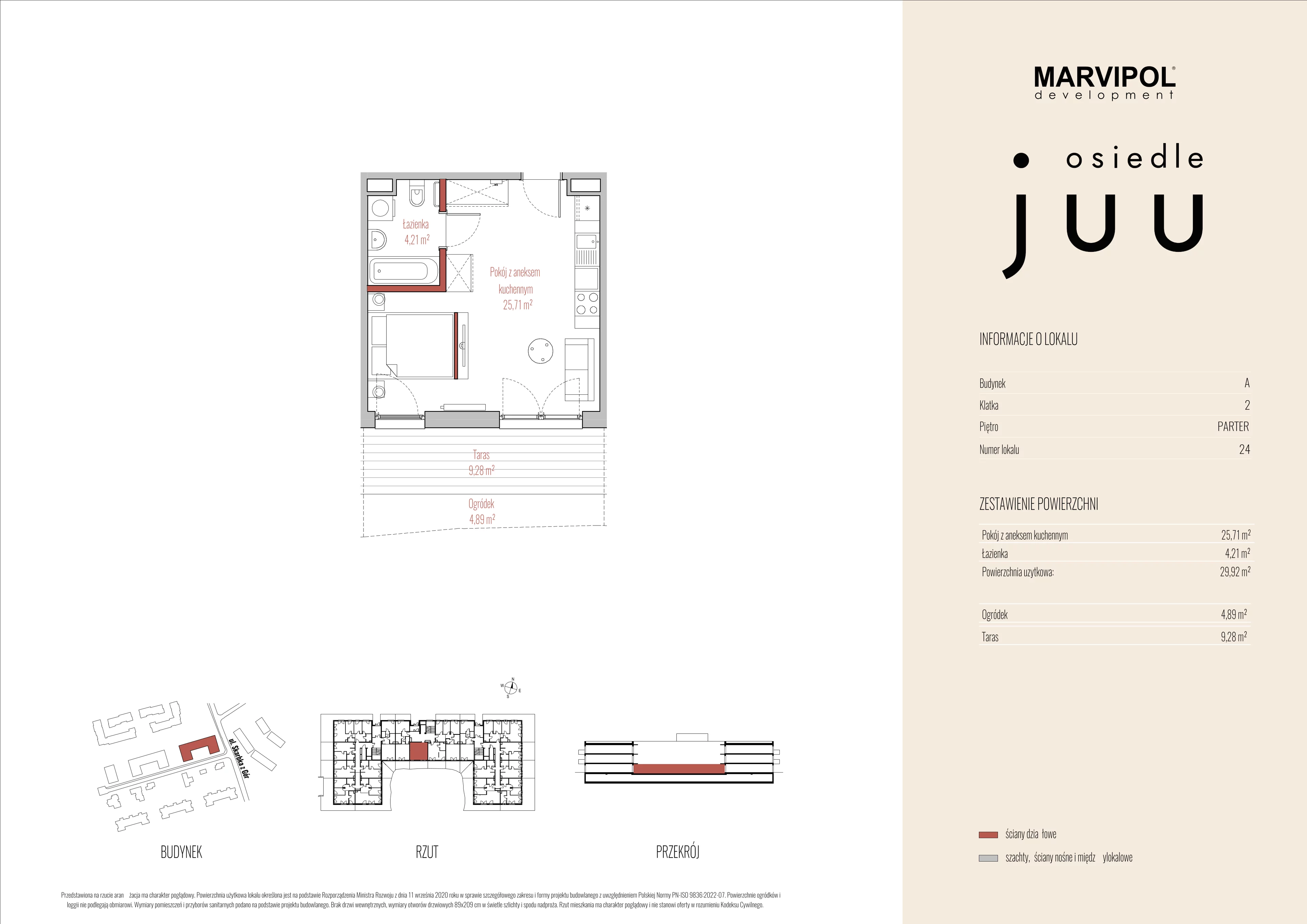 1 pokój, mieszkanie 29,92 m², parter, oferta nr A/M024, Osiedle Juu, Warszawa, Białołęka, Grodzisk, ul. Skarbka z Gór 47