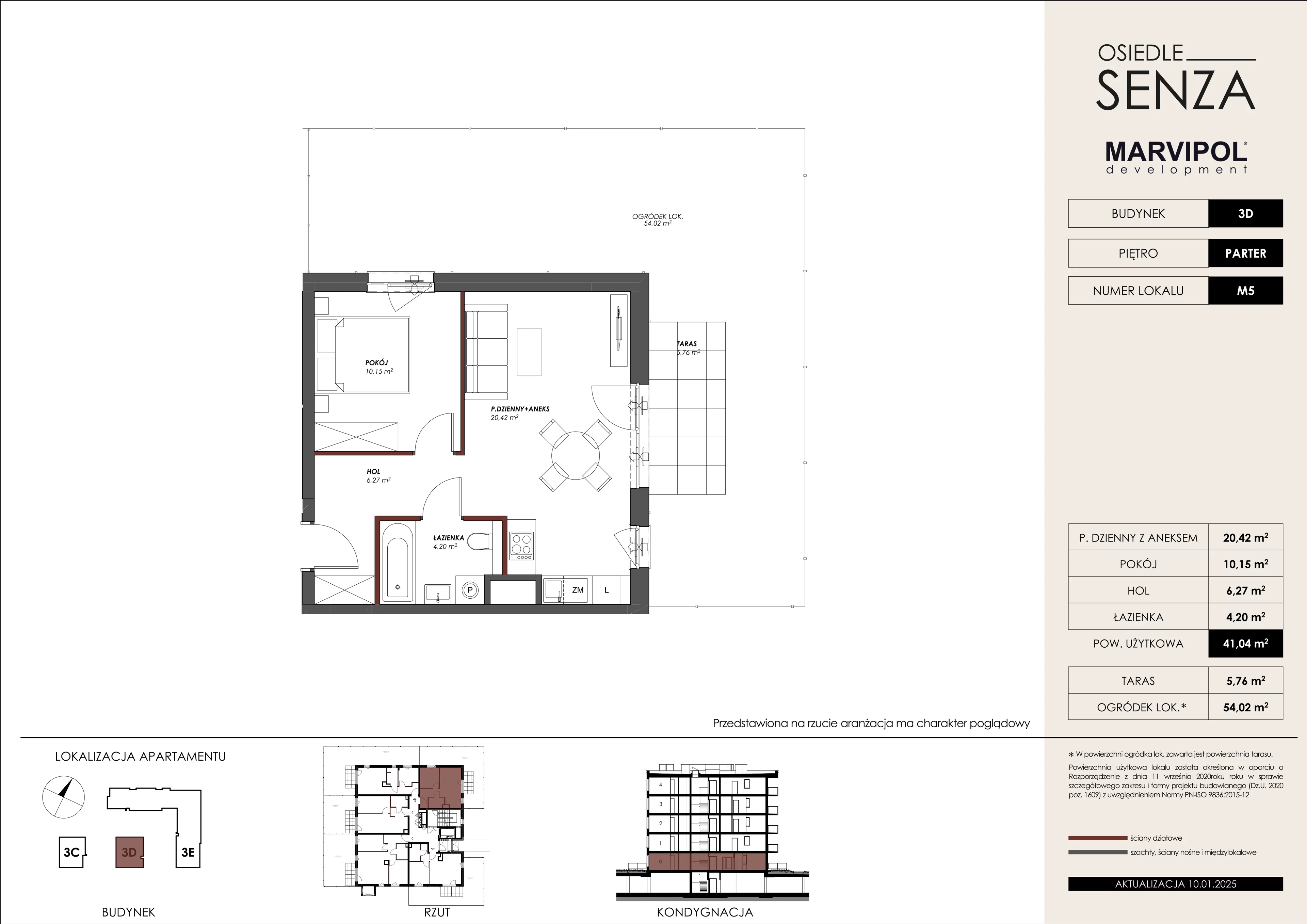 2 pokoje, mieszkanie 41,04 m², parter, oferta nr 3D/M05, Osiedle Senza, Warszawa, Białołęka, Nowodwory, ul. Grzymalitów 3C, 3D, 3E