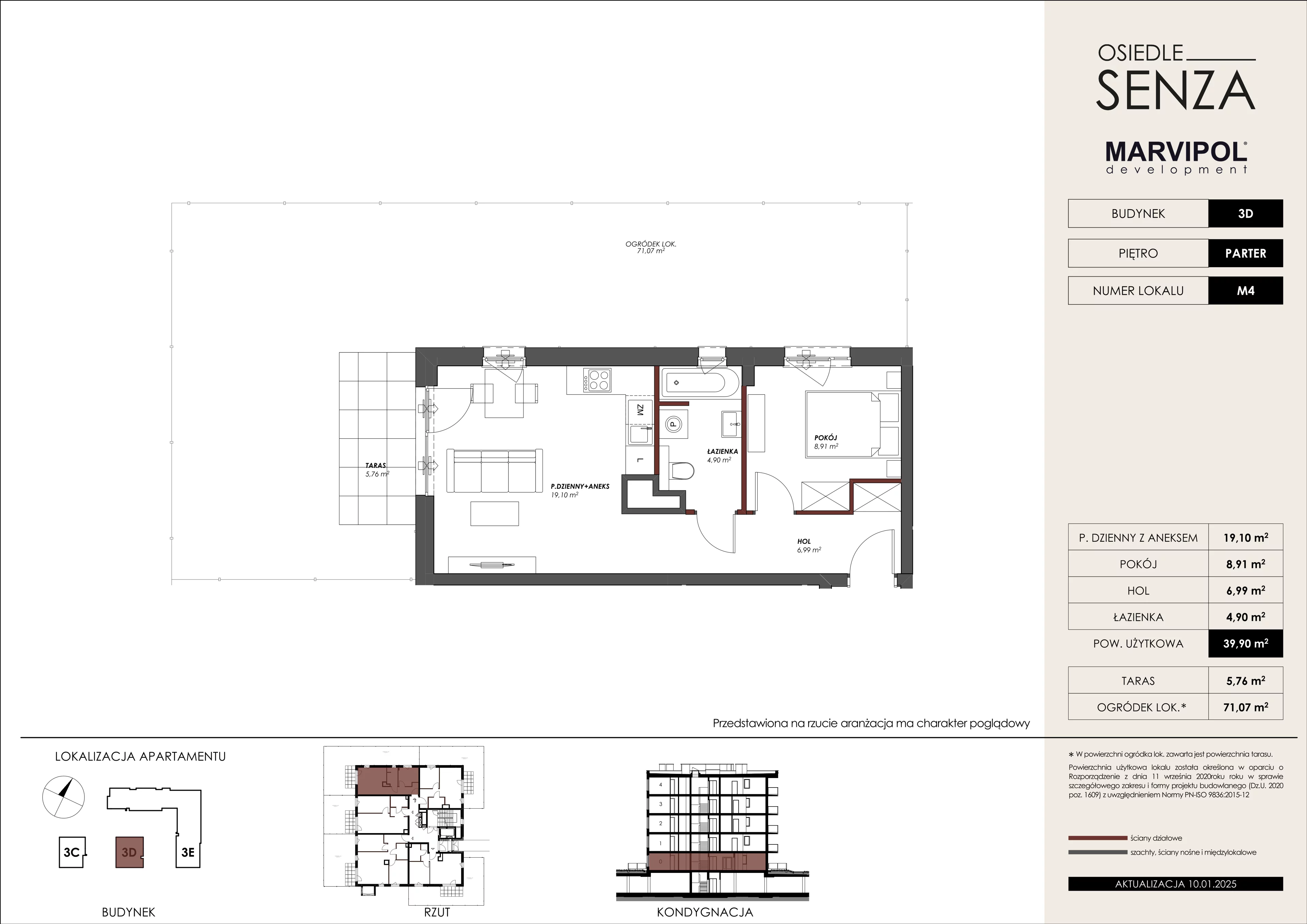 2 pokoje, mieszkanie 39,90 m², parter, oferta nr 3D/M04, Osiedle Senza, Warszawa, Białołęka, Nowodwory, ul. Grzymalitów 3C, 3D, 3E