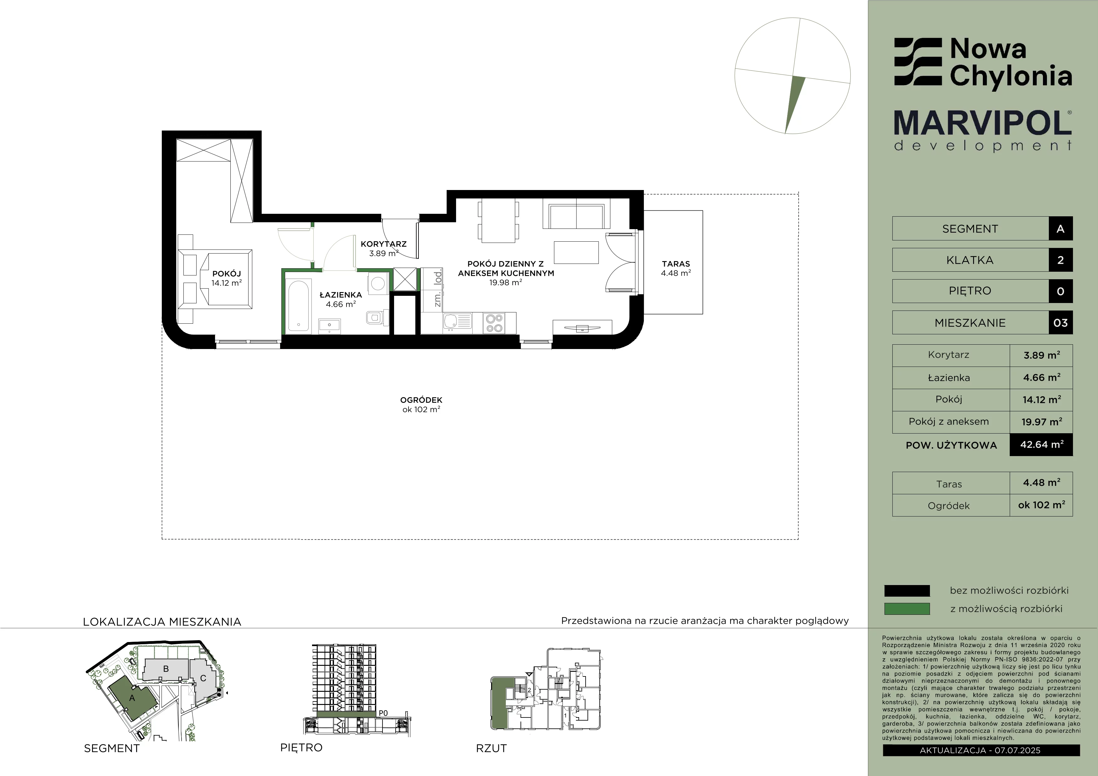 2 pokoje, mieszkanie 42,64 m², parter, oferta nr A/A2-0-03, Nowa Chylonia, Gdynia, Chylonia, Chylonia, ul. Pucka 4