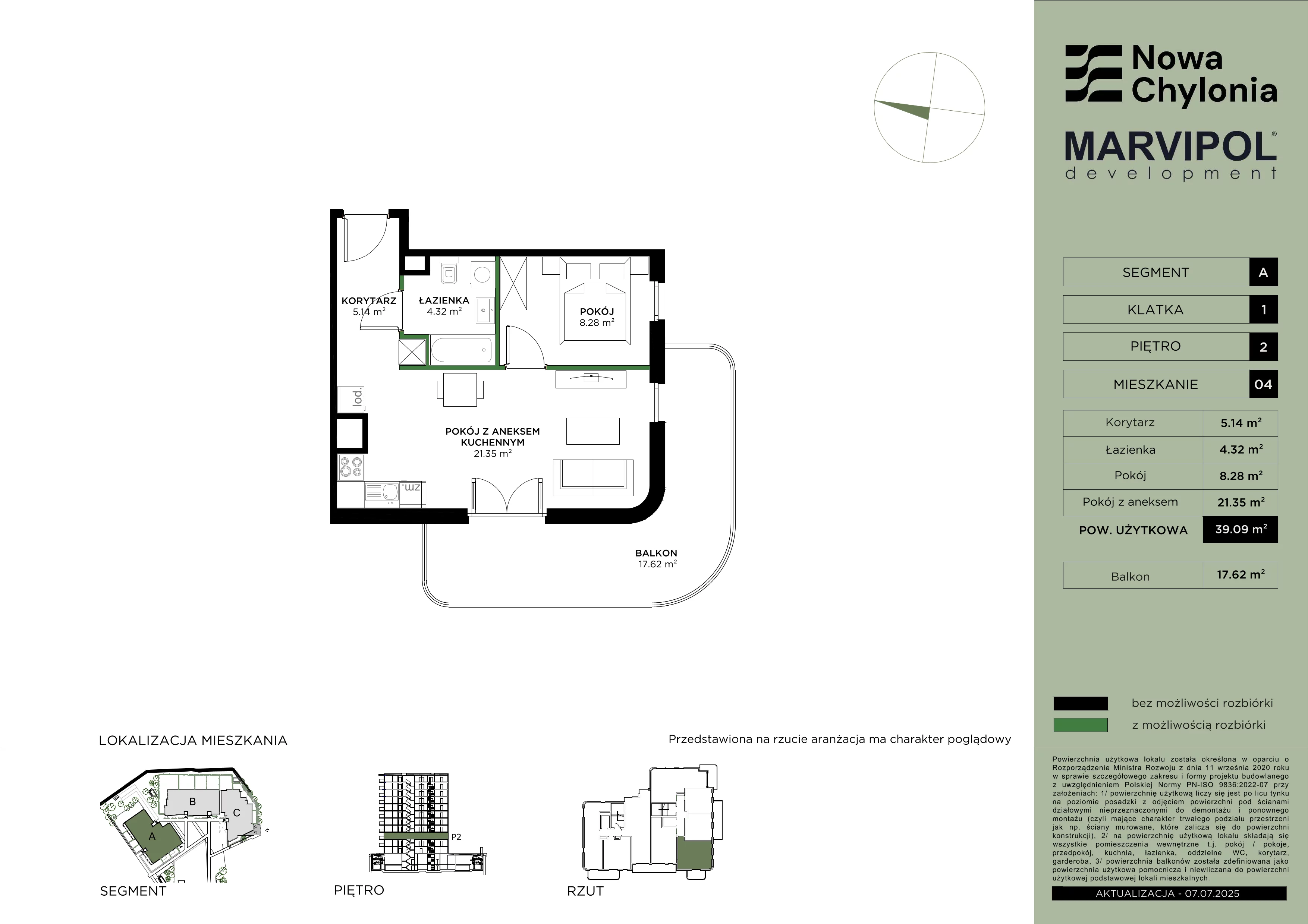 2 pokoje, mieszkanie 39,09 m², piętro 2, oferta nr A/A1-2-04, Nowa Chylonia, Gdynia, Chylonia, Chylonia, ul. Pucka 4