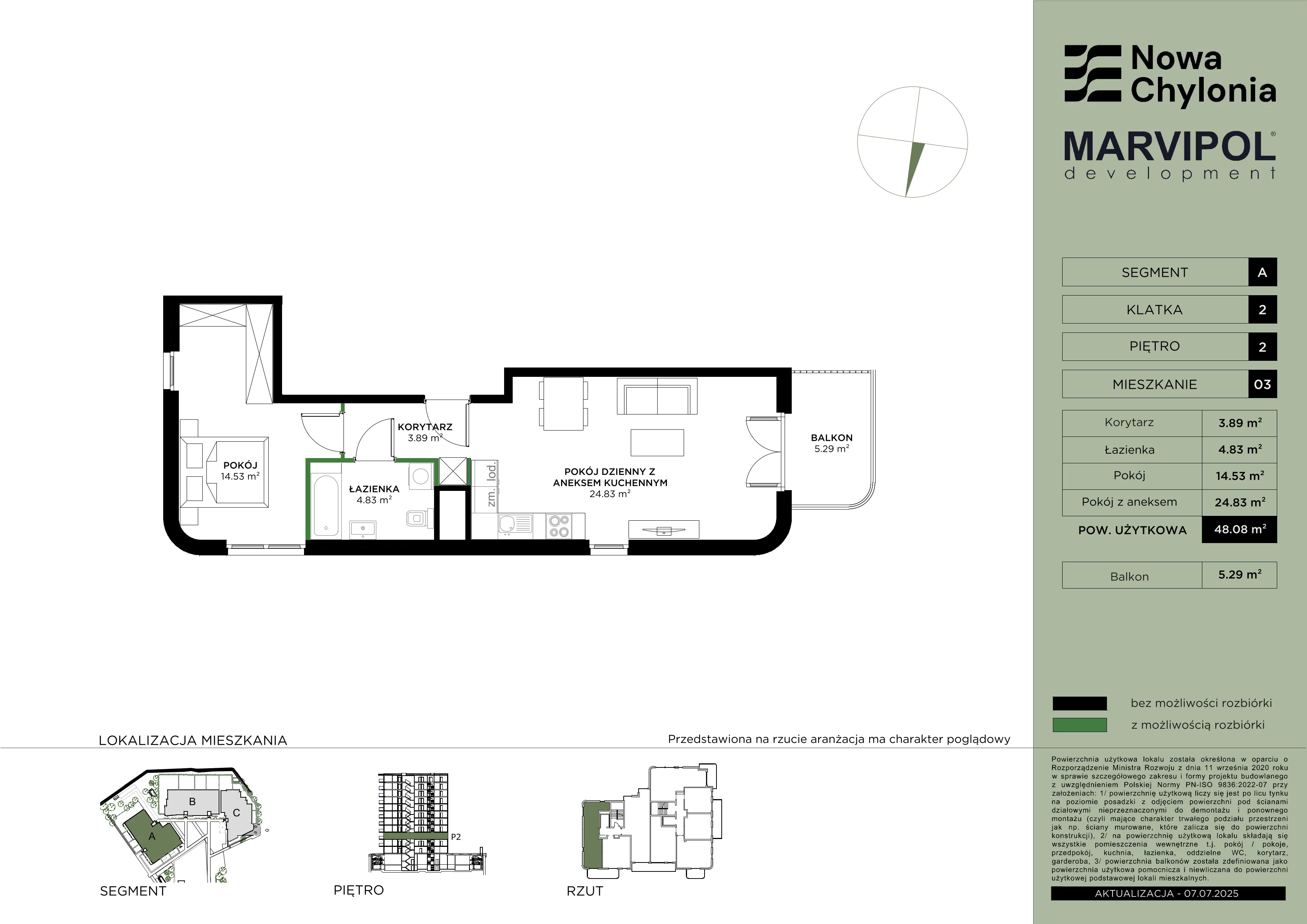 2 pokoje, mieszkanie 48,08 m², piętro 2, oferta nr A/A2-2-03, Nowa Chylonia, Gdynia, Chylonia, Chylonia, ul. Pucka 4