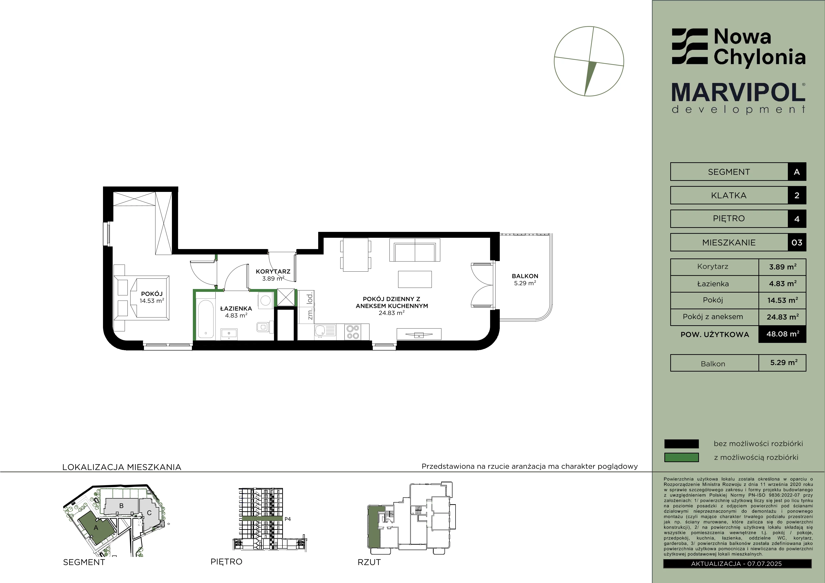 2 pokoje, mieszkanie 48,08 m², piętro 4, oferta nr A/A2-4-03, Nowa Chylonia, Gdynia, Chylonia, Chylonia, ul. Pucka 4