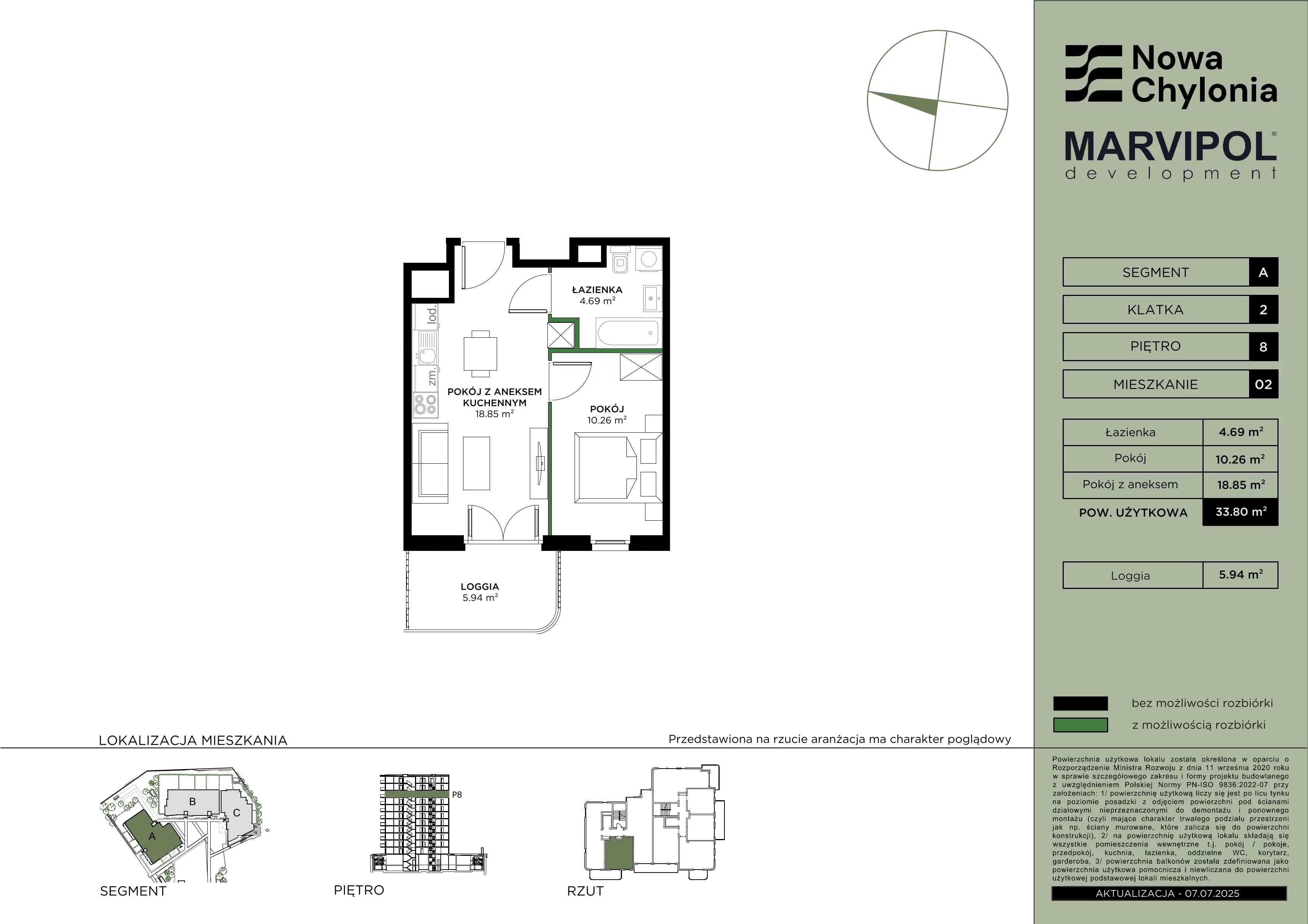 2 pokoje, mieszkanie 33,80 m², piętro 8, oferta nr A/A2-8-02, Nowa Chylonia, Gdynia, Chylonia, Chylonia, ul. Pucka 4