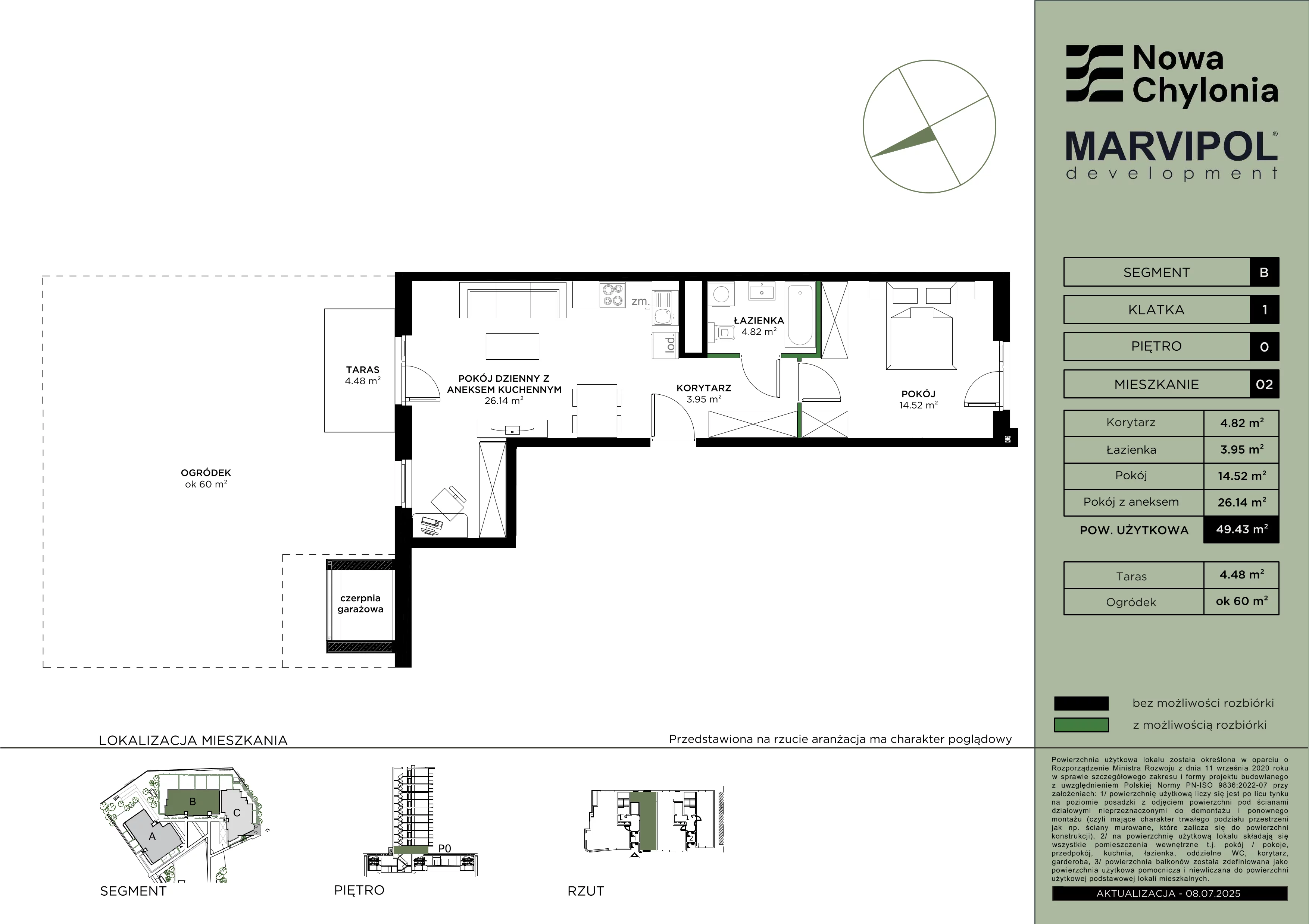 2 pokoje, mieszkanie 49,43 m², parter, oferta nr B/B1-0-02, Nowa Chylonia, Gdynia, Chylonia, Chylonia, ul. Pucka 4