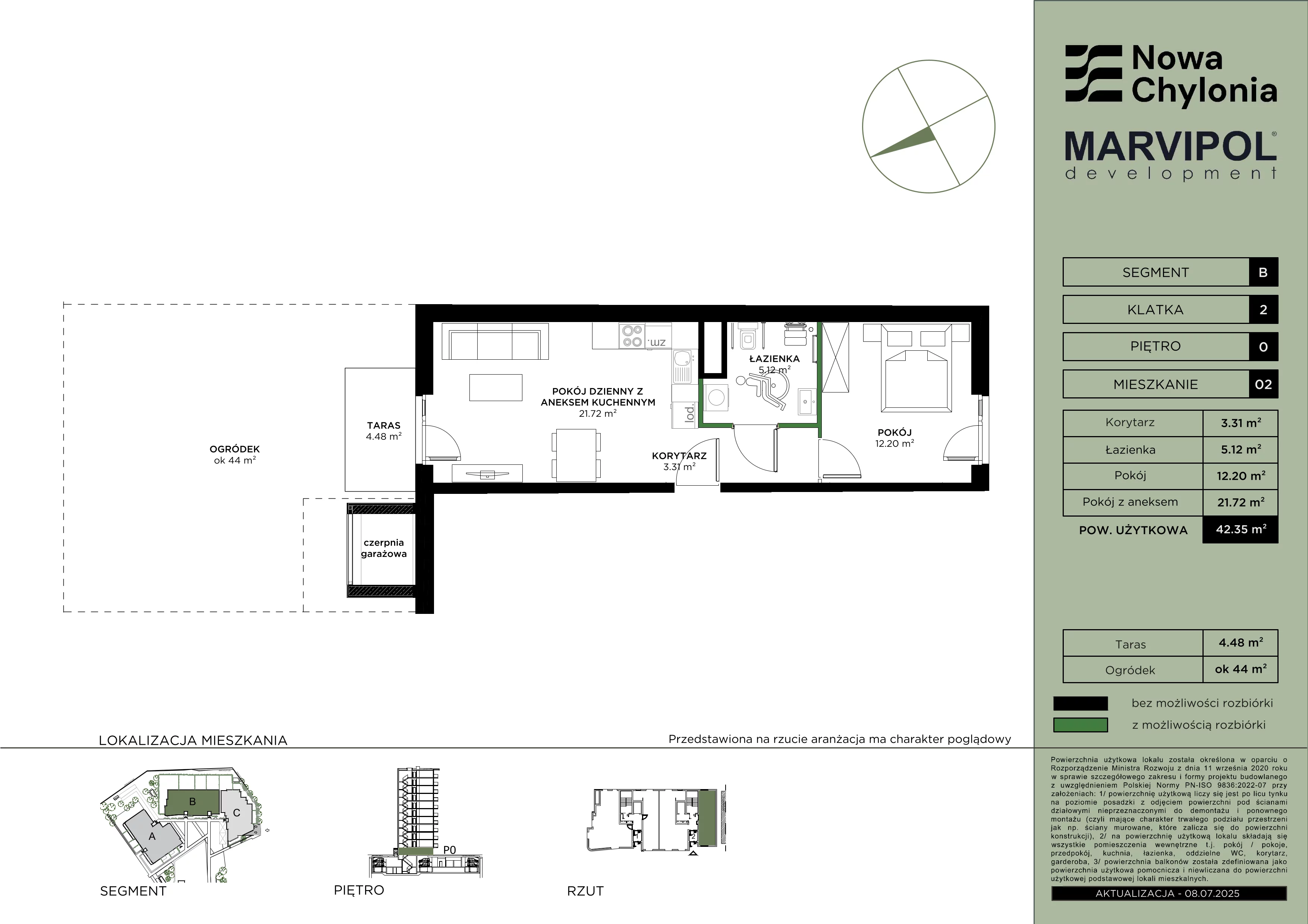 2 pokoje, mieszkanie 42,35 m², parter, oferta nr B/B2-0-02, Nowa Chylonia, Gdynia, Chylonia, Chylonia, ul. Pucka 4