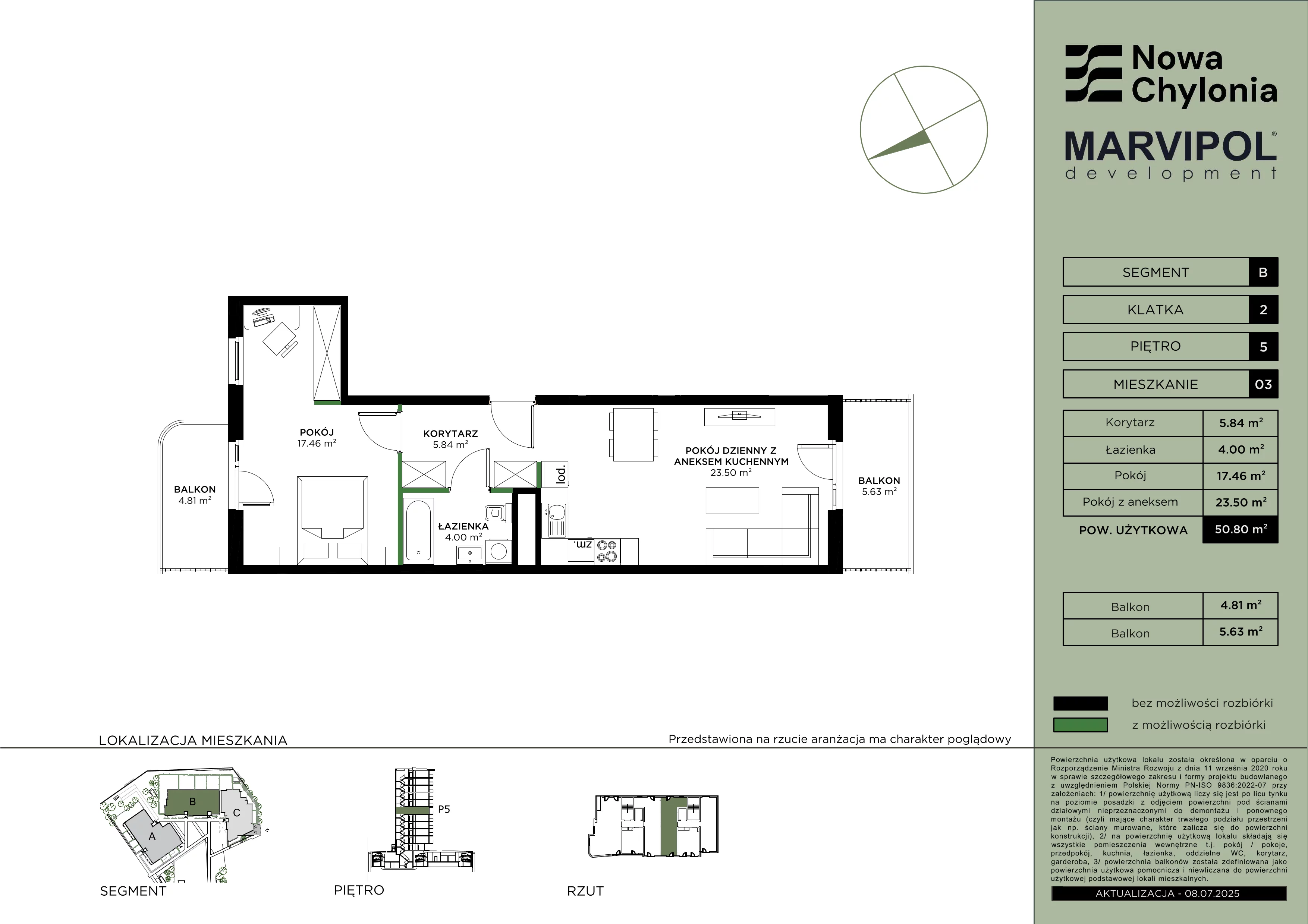 2 pokoje, mieszkanie 50,80 m², piętro 5, oferta nr B/B2-5-03, Nowa Chylonia, Gdynia, Chylonia, Chylonia, ul. Pucka 4