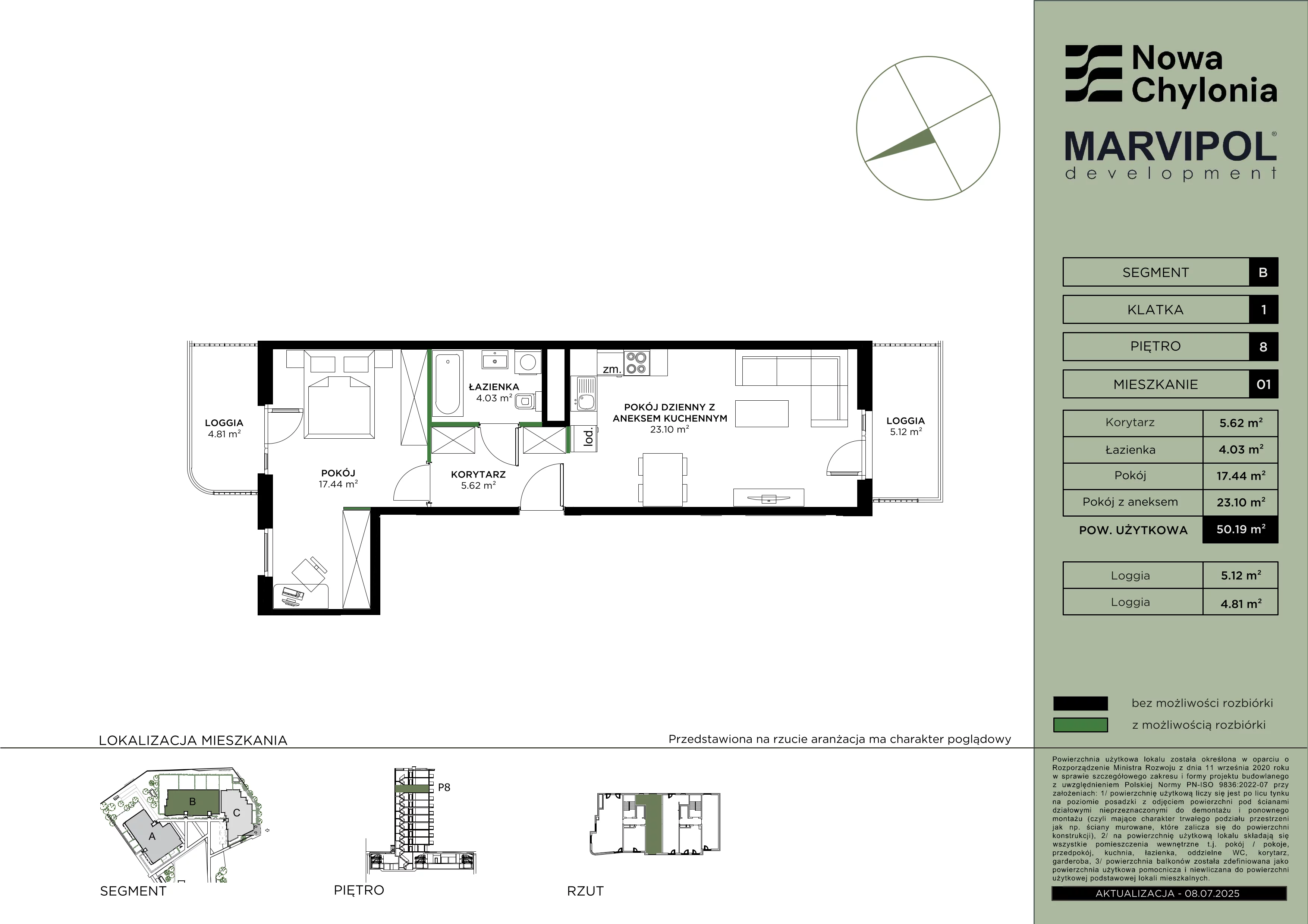 2 pokoje, mieszkanie 50,19 m², piętro 8, oferta nr B/B1-8-01, Nowa Chylonia, Gdynia, Chylonia, Chylonia, ul. Pucka 4