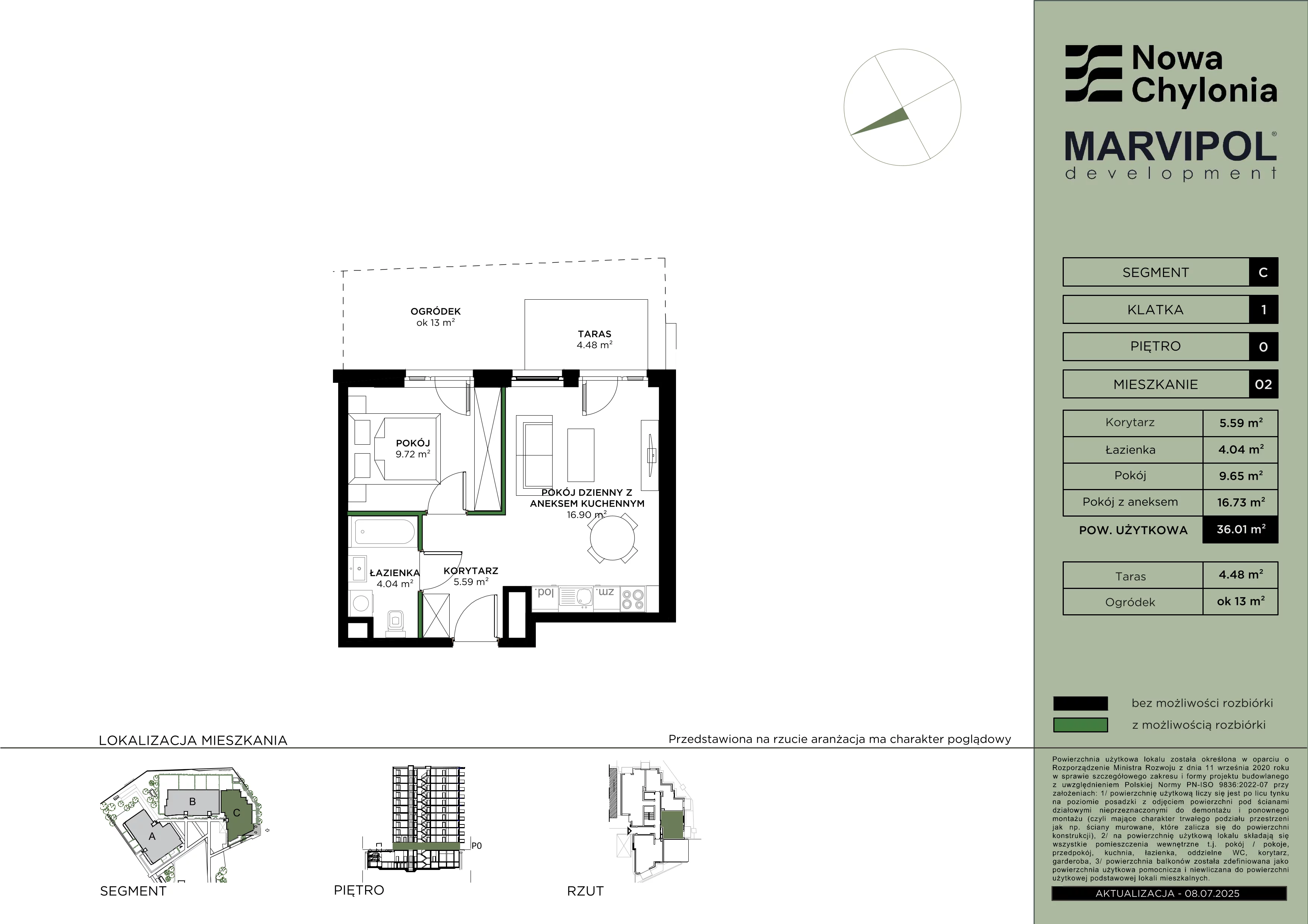 2 pokoje, mieszkanie 36,01 m², parter, oferta nr C/C-0-02, Nowa Chylonia, Gdynia, Chylonia, Chylonia, ul. Pucka 4