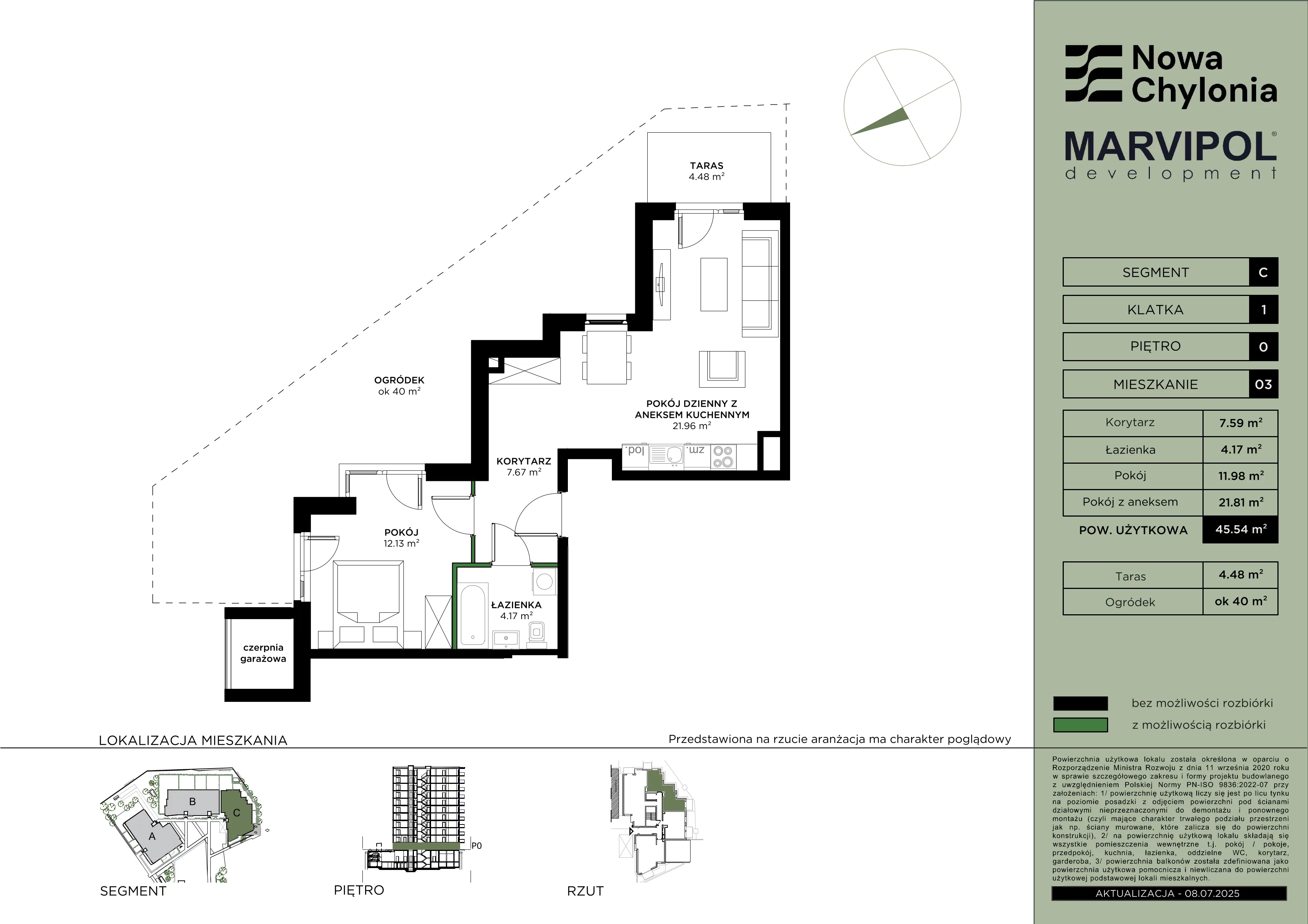 2 pokoje, mieszkanie 45,54 m², parter, oferta nr C/C-0-03, Nowa Chylonia, Gdynia, Chylonia, Chylonia, ul. Pucka 4