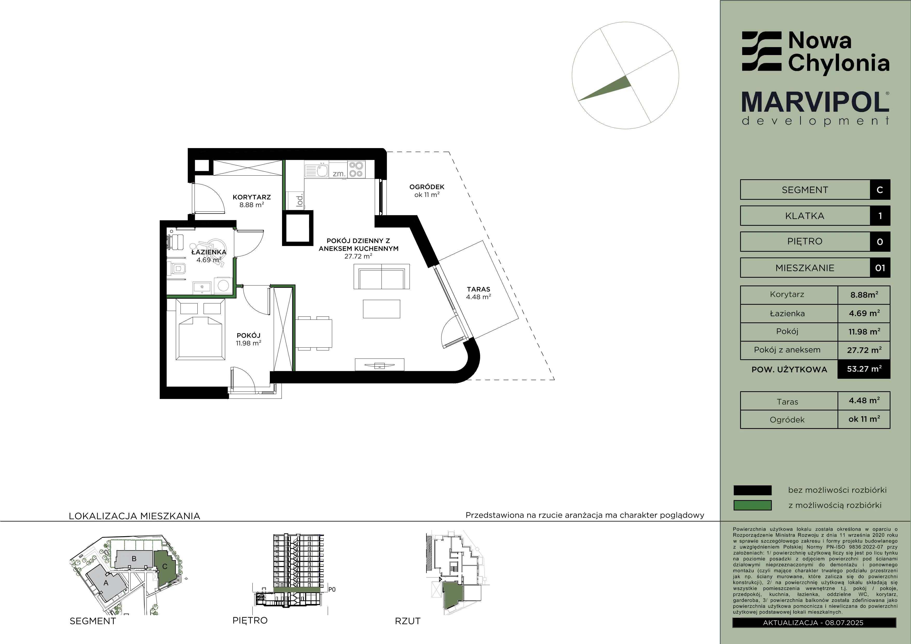 2 pokoje, mieszkanie 53,27 m², parter, oferta nr C/C-0-01, Nowa Chylonia, Gdynia, Chylonia, Chylonia, ul. Pucka 4