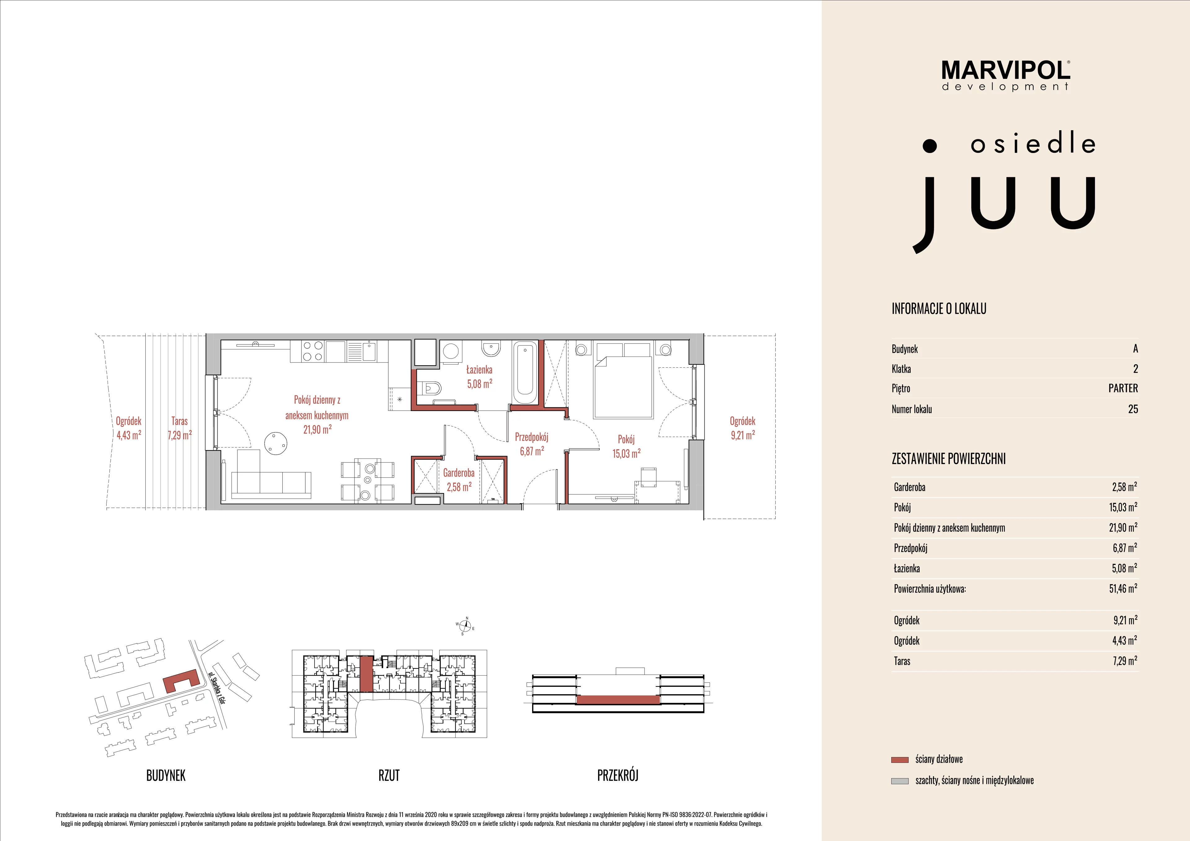 2 pokoje, mieszkanie 51,50 m², parter, oferta nr A/M025, Osiedle Juu, Warszawa, Białołęka, Grodzisk, ul. Skarbka z Gór 47