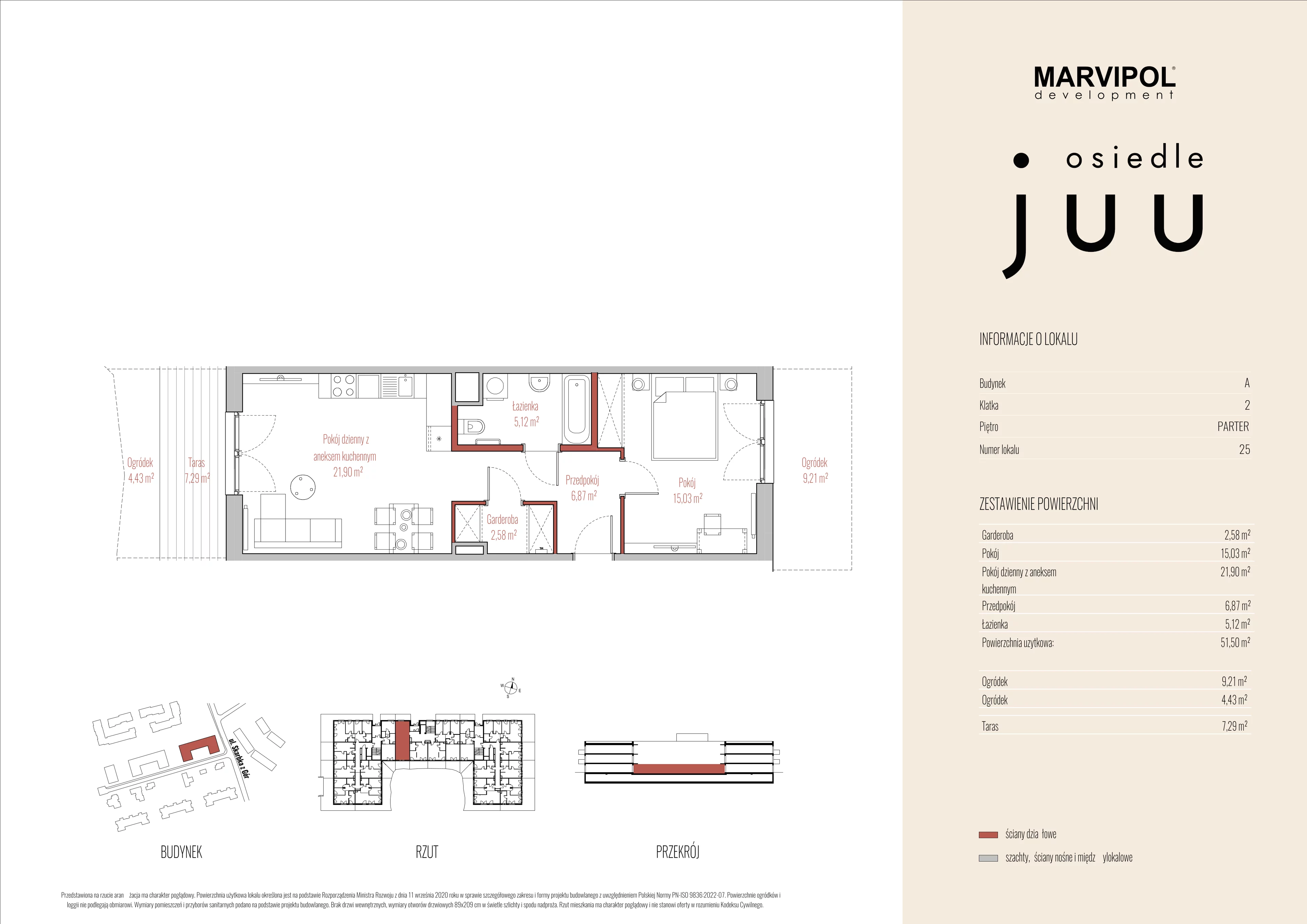 2 pokoje, mieszkanie 51,50 m², parter, oferta nr A/M025, Osiedle Juu, Warszawa, Białołęka, Grodzisk, ul. Skarbka z Gór 47