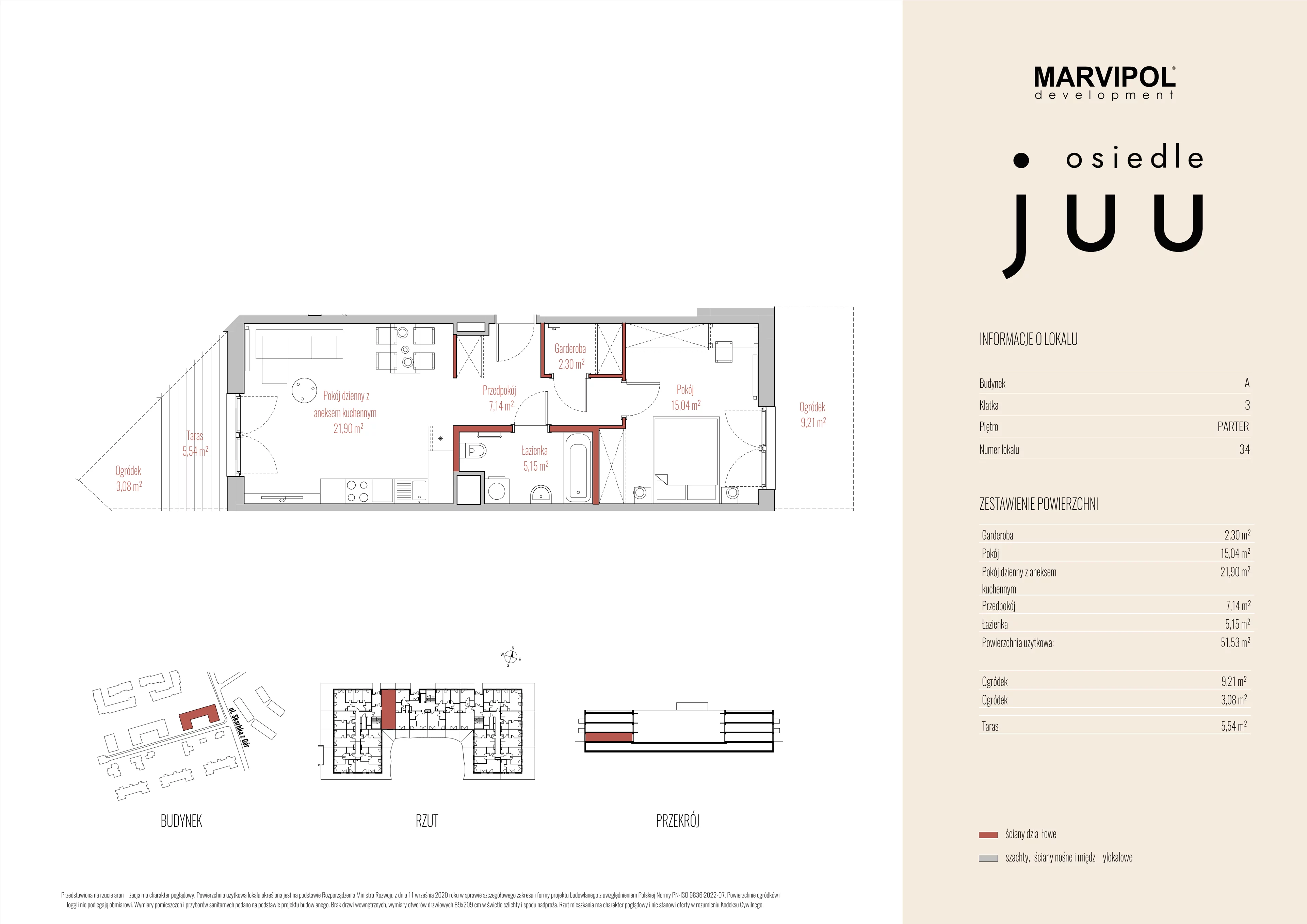 2 pokoje, mieszkanie 51,53 m², parter, oferta nr A/M034, Osiedle Juu, Warszawa, Białołęka, Grodzisk, ul. Skarbka z Gór 47