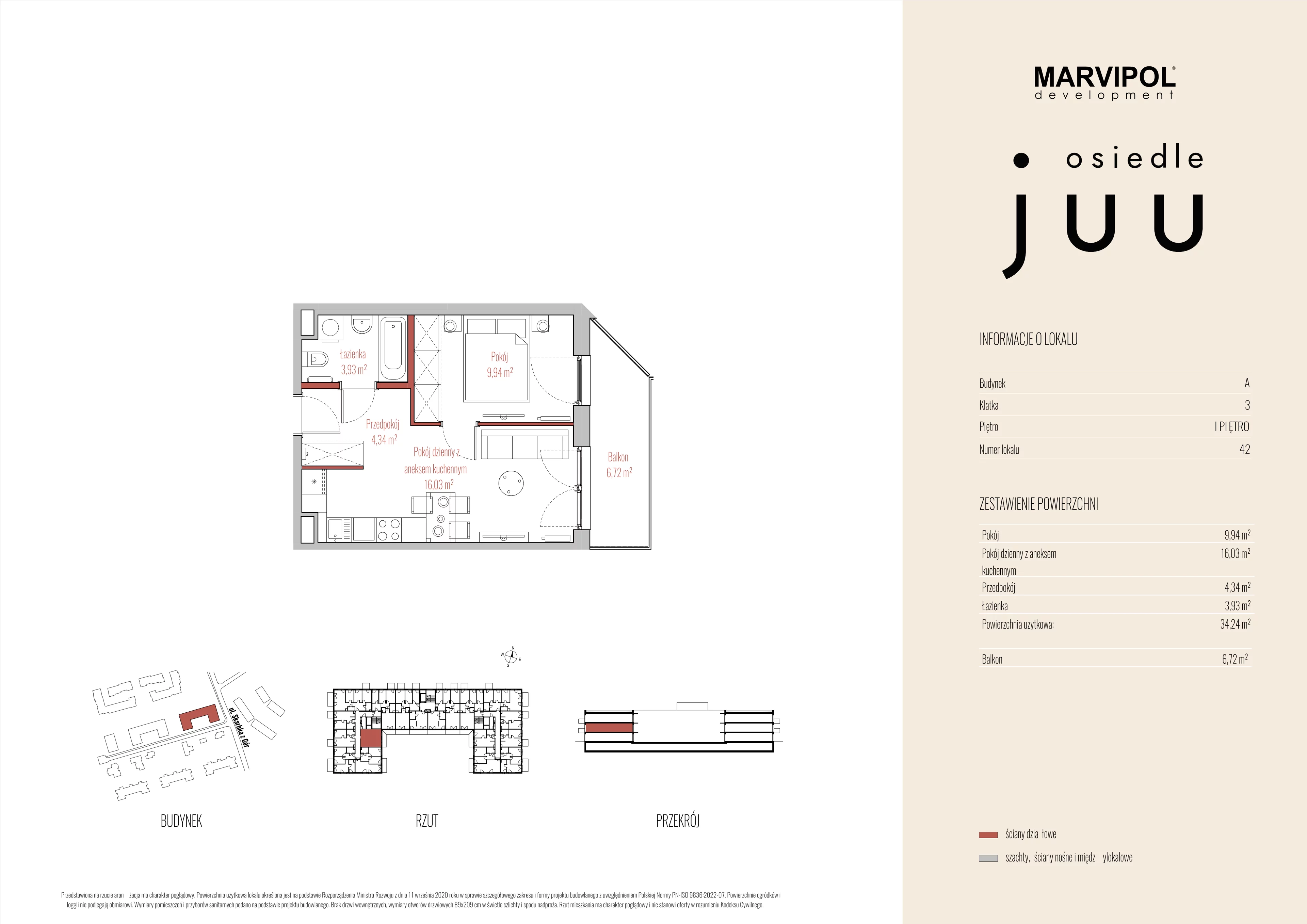 2 pokoje, mieszkanie 34,24 m², piętro 1, oferta nr A/M042, Osiedle Juu, Warszawa, Białołęka, Grodzisk, ul. Skarbka z Gór 47