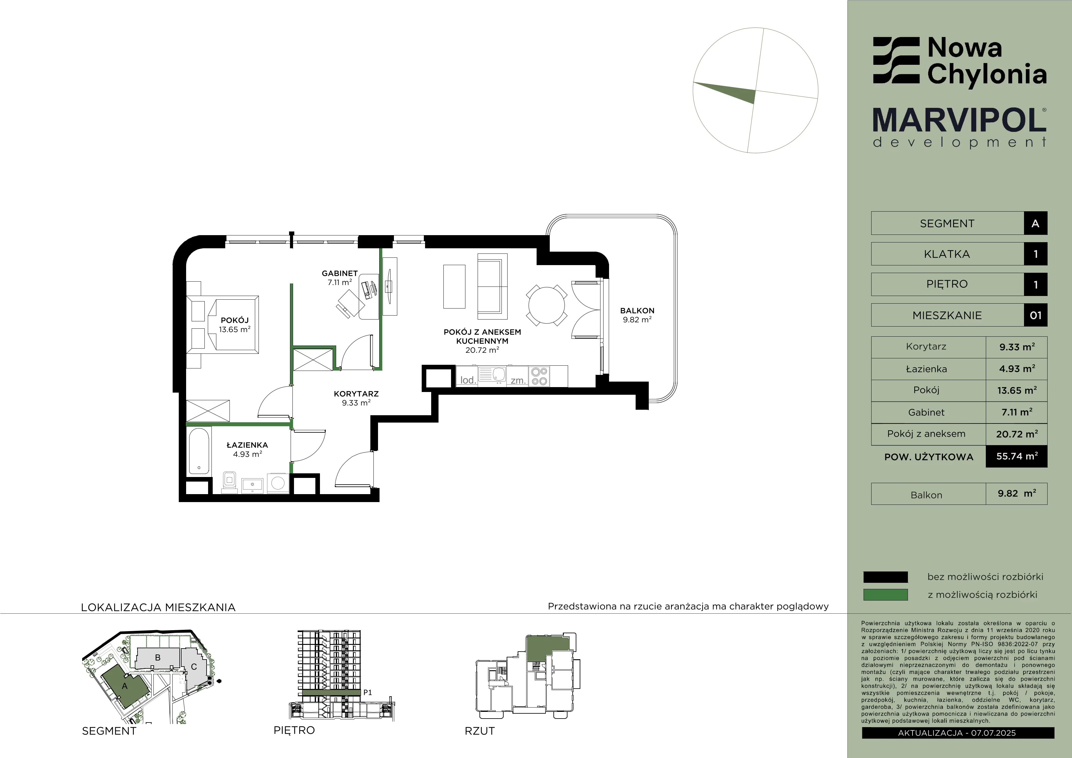 3 pokoje, mieszkanie 55,74 m², piętro 1, oferta nr A/A1-1-01, Nowa Chylonia, Gdynia, Chylonia, Chylonia, ul. Pucka 4