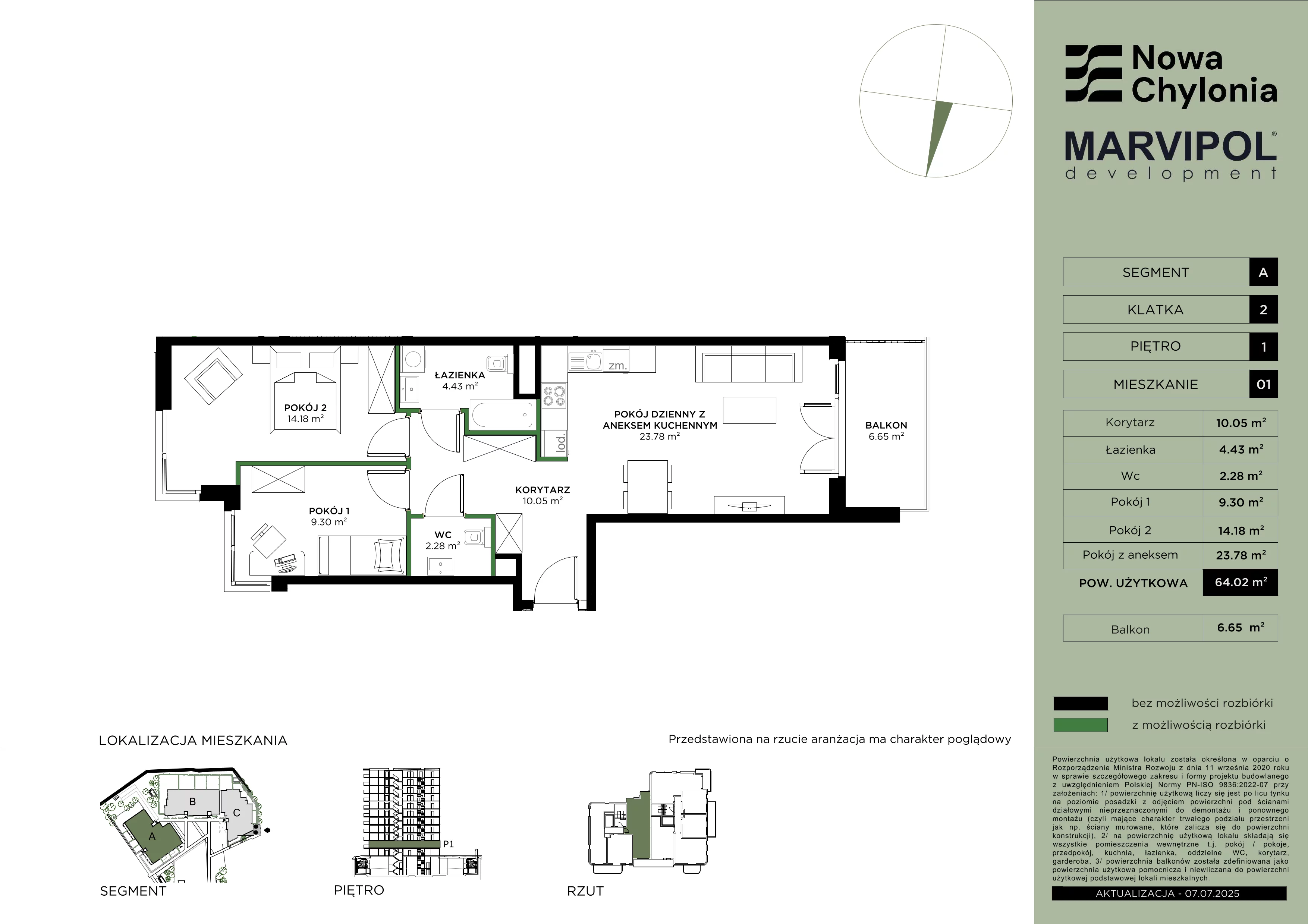 3 pokoje, mieszkanie 64,02 m², piętro 1, oferta nr A/A2-1-01, Nowa Chylonia, Gdynia, Chylonia, Chylonia, ul. Pucka 4