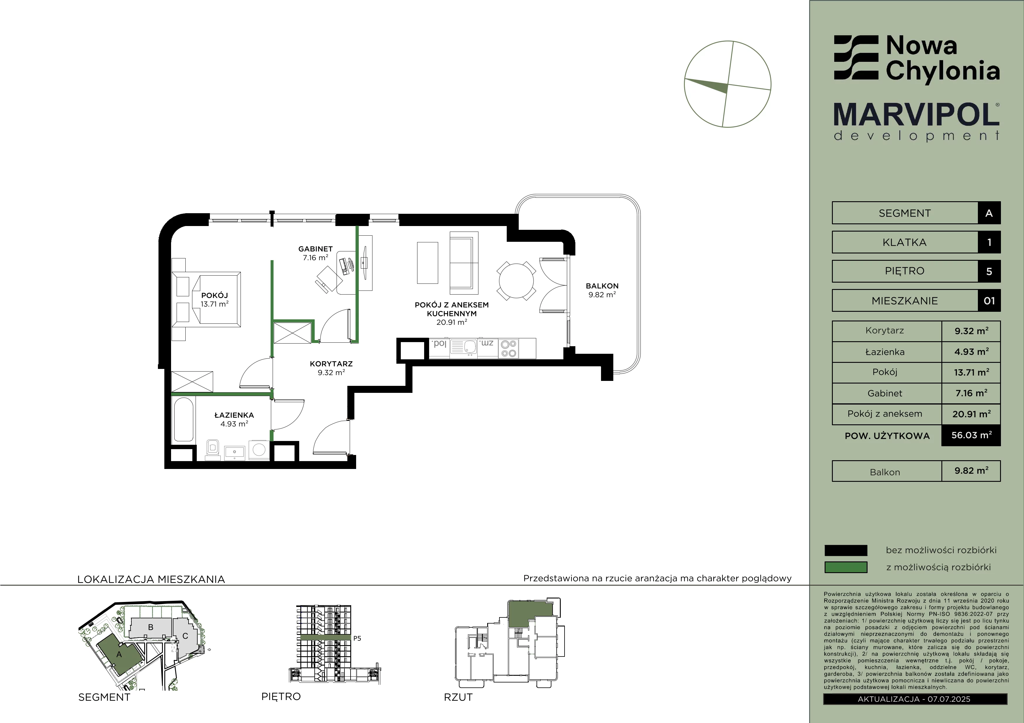 3 pokoje, mieszkanie 56,03 m², piętro 5, oferta nr A/A1-5-01, Nowa Chylonia, Gdynia, Chylonia, Chylonia, ul. Pucka 4